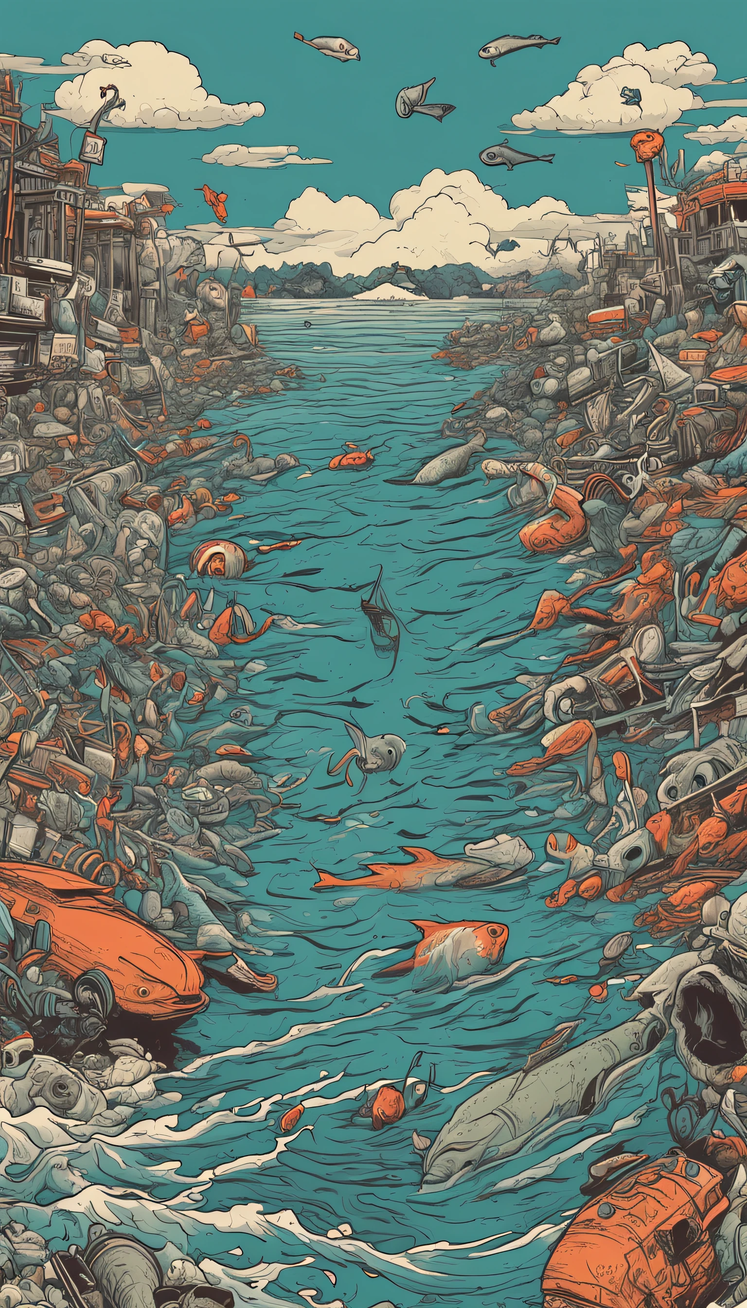 Pacific Ocean Pollution Nuclear Wastewater Japanese Marine Animal Carcasses Horror Darkness Armageddon Beach Death Day Mechanical Animals Body Pain Full of Loopholes Marine Animals Call for Help Countless Dead and Wounded Humans and Demons Floating Corpses in the Ocean Fish Death