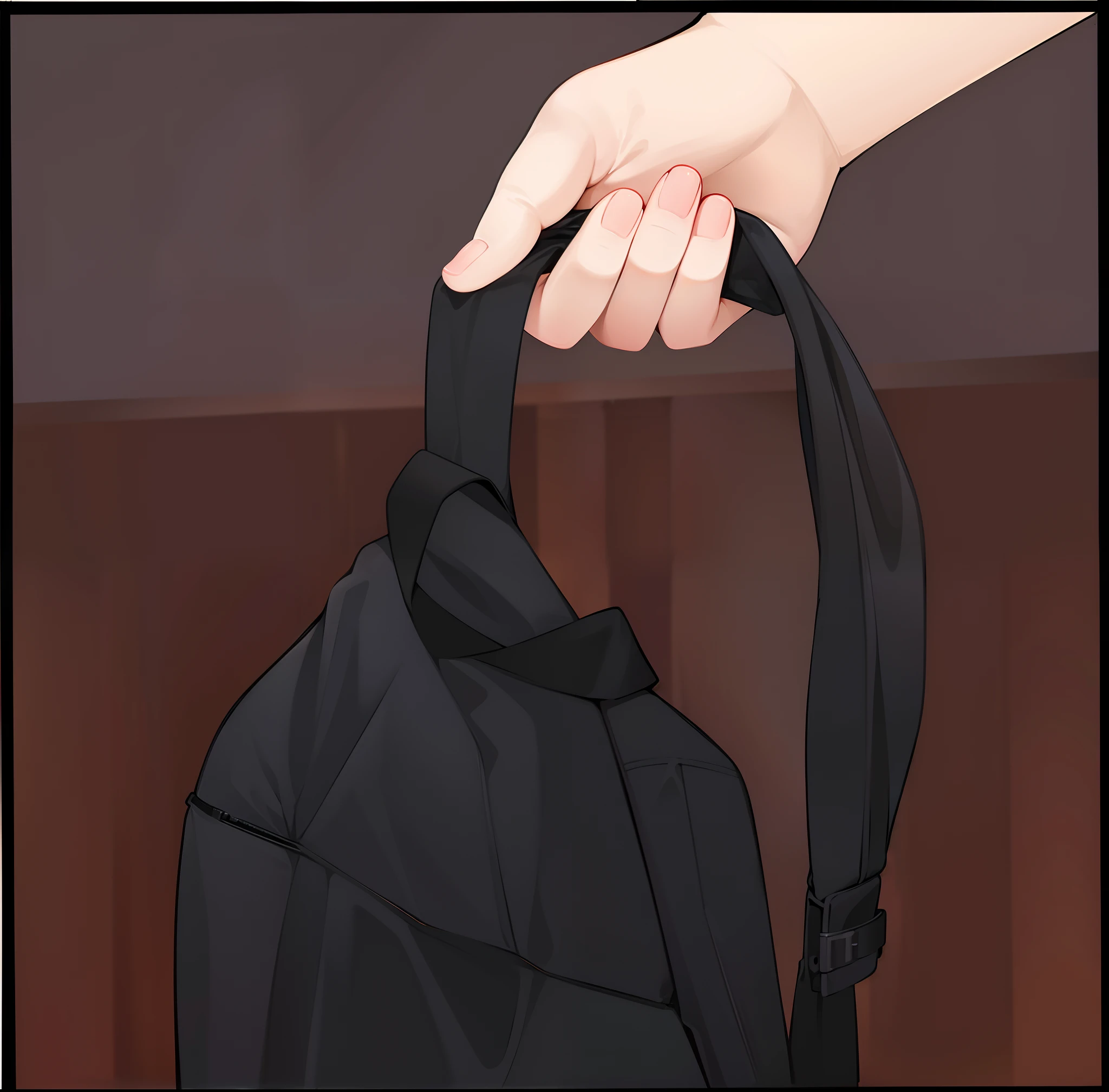 Someone is holding a black bag with a black handle, Wikihow, with backpack, Illustration by Wikihow, Carrying a saddlebag, bags, SCP-049, backpack, vantablack cloth technology, in black clothes, school bag, cel shaded:15, The man has a backpack, -step 50, random background scene