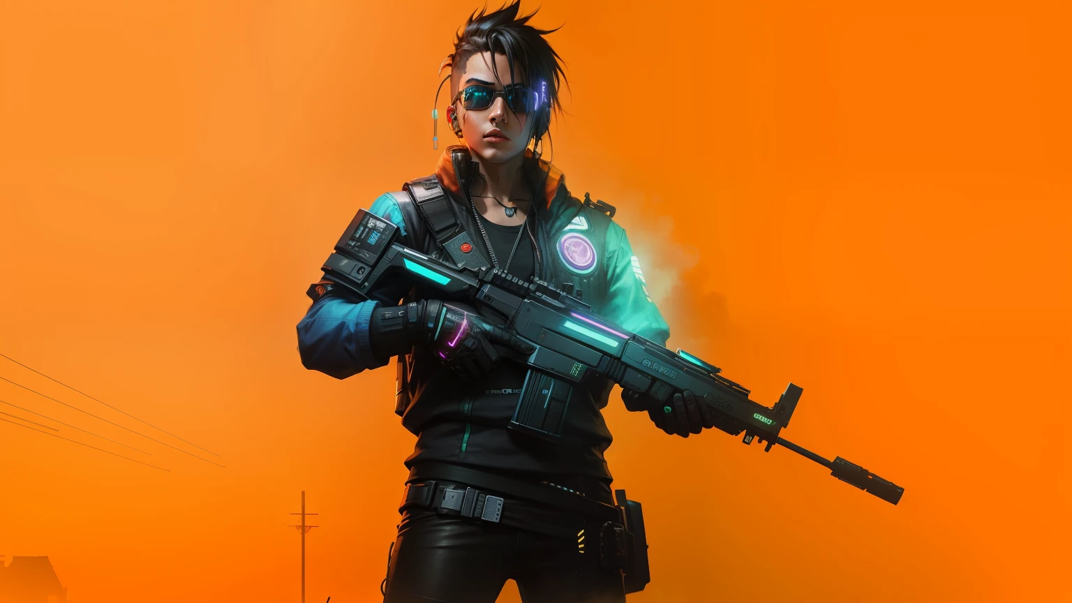 caveira punk, Rock and roll, neon verde, fogo, detalhado, Realismo