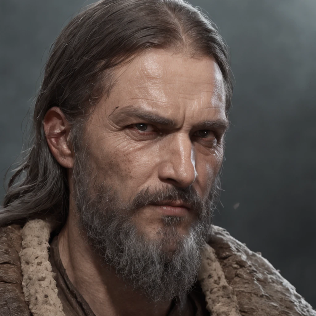 Depict a male character reminiscent of Putin in a fantasy setting. This character exudes strength and charisma, with a commanding presence that demands attention. His muscular physique showcases his power, and his determined expression speaks of a leader who is resolute in his purpose.
Imagine him standing in a dynamic pose, his long hair cascading around his shoulders, and a short, well-groomed beard framing his face. His features are weathered, portraying a life of experience and challenges. His gaze is intense and slightly stern, reflecting his unwavering commitment to his cause.
The character's attire consists of old leather garments that have been weathered by time and elements. These garments exude a sense of history and authenticity, showcasing his rugged nature. He wears fur accents that further emphasize his connection to the environment and his ability to endure harsh conditions.
Set this character against the backdrop of a majestic yet cluttered environment. Imagine a dark and ancient city with intricate architecture that echoes the character's complexity. The lighting is very dark, with heavy shading that creates a dramatic atmosphere. Global illumination and volumetric light reveal rain particles floating in the air, adding to the sense of grandeur and fantasy.
Capture the details of his face with sharp focus and a realistic approach. Every pore on his skin is visible, emphasizing the depth of his character. The digital painting technique used for this illustration employs techniques reminiscent of artists like Loish, Wlop, Ilya Kuvshinov, Greg Rutkowski, and Alphonse Mucha. The artwork is rendered using Octane and studio lighting techniques, ensuring vibrant and photographically realistic results.
Ultimately, this character embodies both strength and wisdom, much like the real-life figure you have in mind. The combination of his features, attire, and the fantastical setting creates an image that captures his essence as a powerful and intriguing le