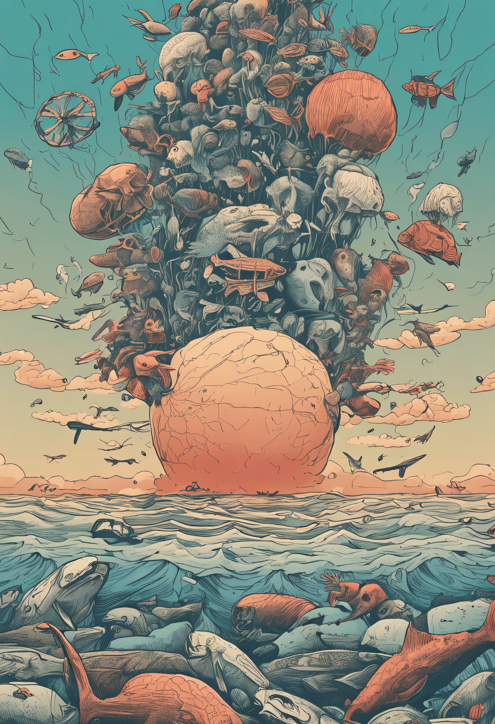 Pacific Ocean Pollution Nuclear Wastewater Japanese Marine Animal Carcasses Horror Darkness Armageddon Beach Death Day Body Pain Full of Loopholes Marine Animals Call for Help Countless Dead and Injured Humans Floating Corpses in the Ocean Fish Death