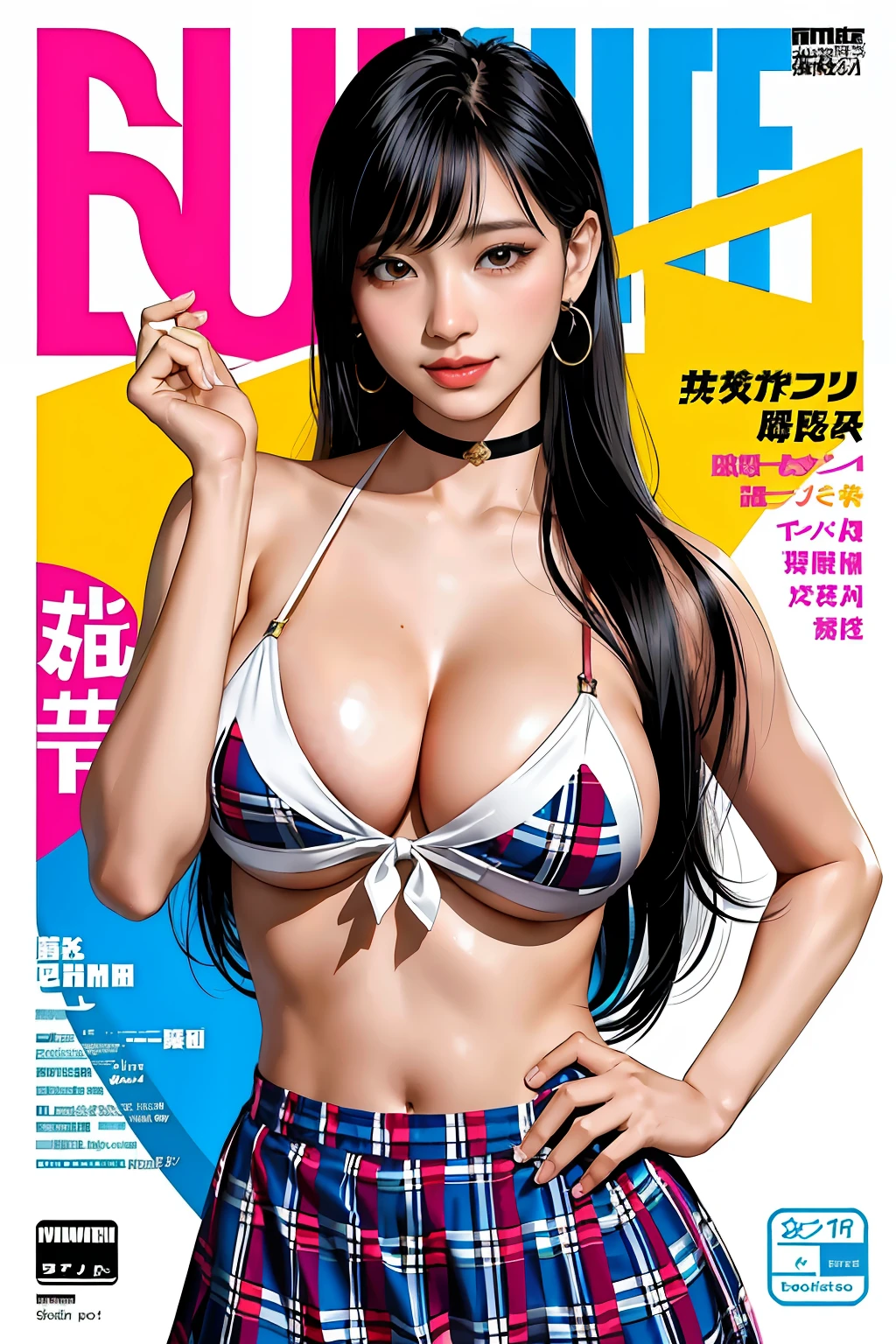 tmasterpiece,Need,full bodyesbian,1girl,By bangs,Black choker,Black tie, brunette color hair,Blue dress,Blushlush,bangle,beauty breast,choker,Cornics,鎖骨,collared shir,Cowboy photos,Formal shirts,Ear piercing,Eyebrows visible through hair,Gradient hair,grinning smile,gyaru,jewely,ko/gal,Long hair,looking at viewert,Loose tie,tiese,nipple piercing,tartan,plaid skirts,pleatedskirt,red eyes,gyuru,校服,The shirt,a skirt,ssmile,solo,white shirt,street corner,Skysky,SakuraNS,petals,illustration,(Magazines:1.3),(Cover style:1.3),Fashionab,woman,vibrancy,Outfit,posing,frontage,Colorful,Dynamic,Background with,element in,self-assured,Expressing the,halter,statement,attachment,A majestic,coil,Runt,Touching pubic area,Scenes,text,Cover of a,boldness,attention-grabbing,titles,Fashionab,typeface,Catchy,titles,more big,smart,modern day,Fashionab,focus-on、Fashionab、