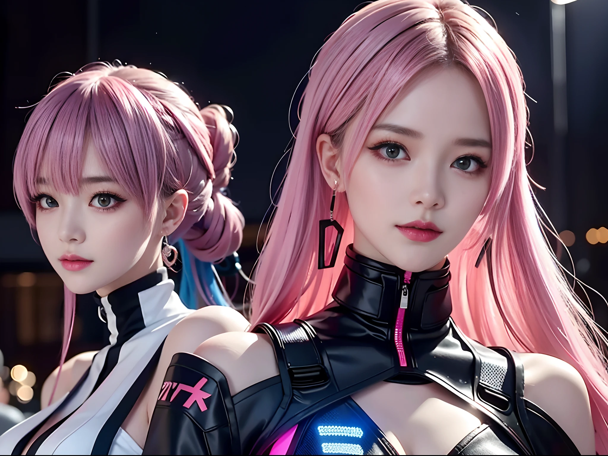make a thamb for youtuber, with a hot girl, with pink hair and tight clothes, brand new, beautiful and wonderful, with a naughty face