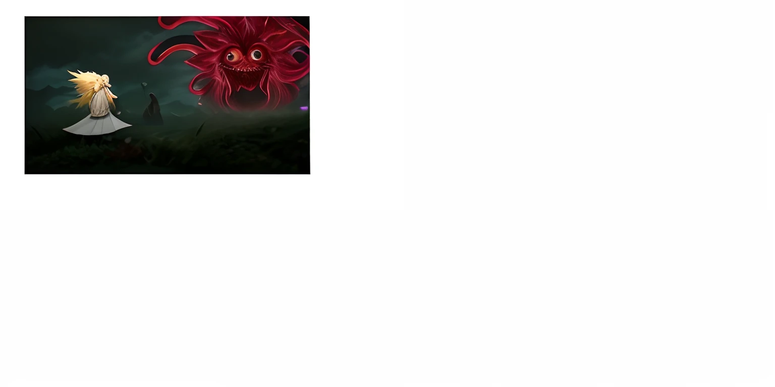 Anime scene of a man and a woman standing in front of a huge red flower, with red glowing eyes, Nine tails, cacodemon, with glowing red eyes, large red eyes, Album art, background hyper detailed, large view, Naruto