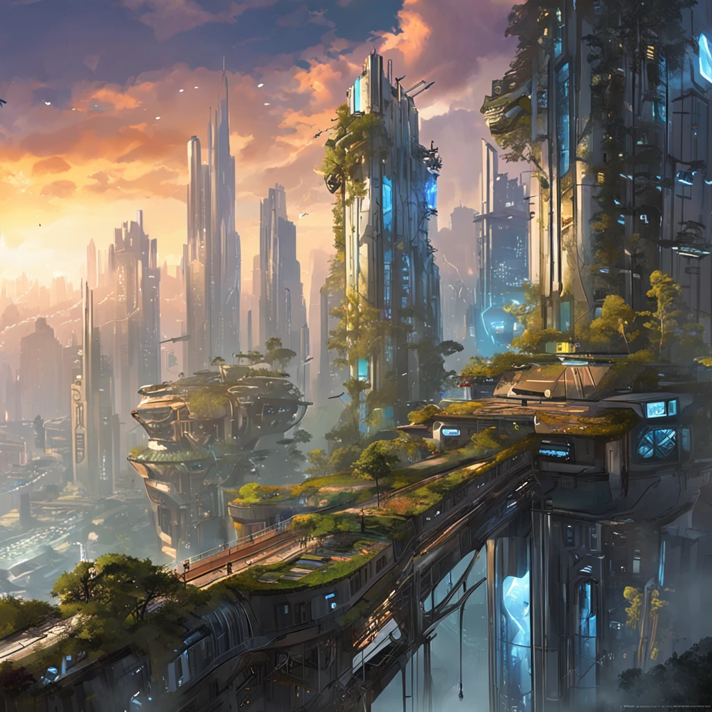 Cyberpunk City with Tree Building, detailed digital concept art, Futurist Environmental Conceptual Art, High Quality Digital Science Fiction Concept Art, Beautiful Concept Art 3D Hollywood, Award-winning conceptual artist, 4K concept art wallpaper, fantasy digital painting, Cyberpunk,bastien grivet, Tran Ross. sci-fi background, concept-art |Beautiful conceptual art at Weta Art. Sony Mirrorless Photo Camera ,