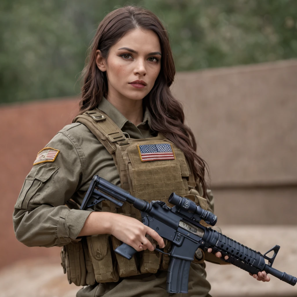 American female soldiers，Just put on a new corporal uniform，Holding an AA12 shotgun，Zombie Doom，There was still blood on his clothes。Wild flowing hair, Tiger tattoo on the arm, bigbreasts, intricately details, 8K resolution（Refer to Valley of the Dead 2，Corporal Garcia）
