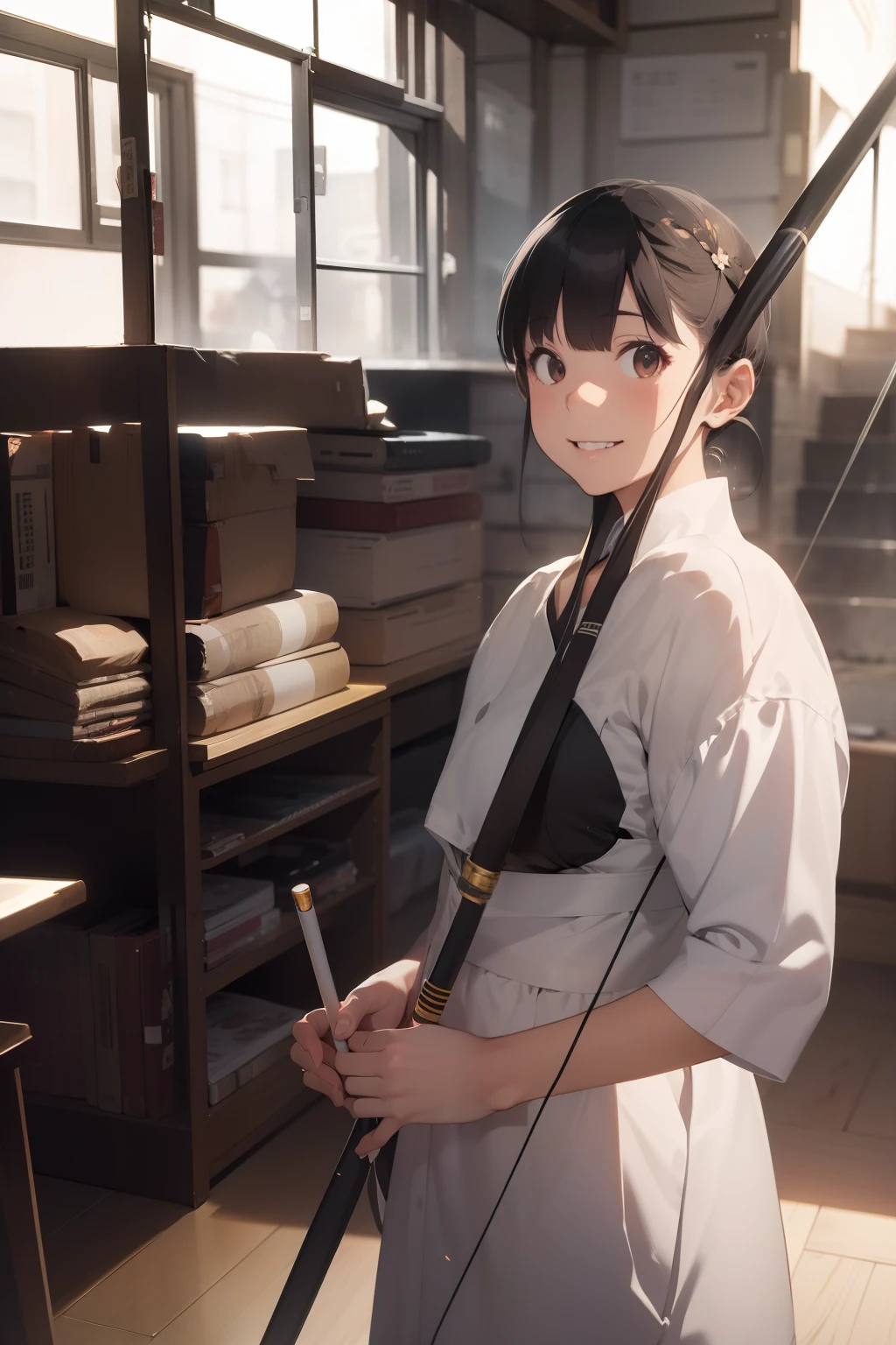 ultra-quality, ultla highres, Hyper Detailed, High contrast, superfine illustration, creative refinement, Kyudo Club,Smile