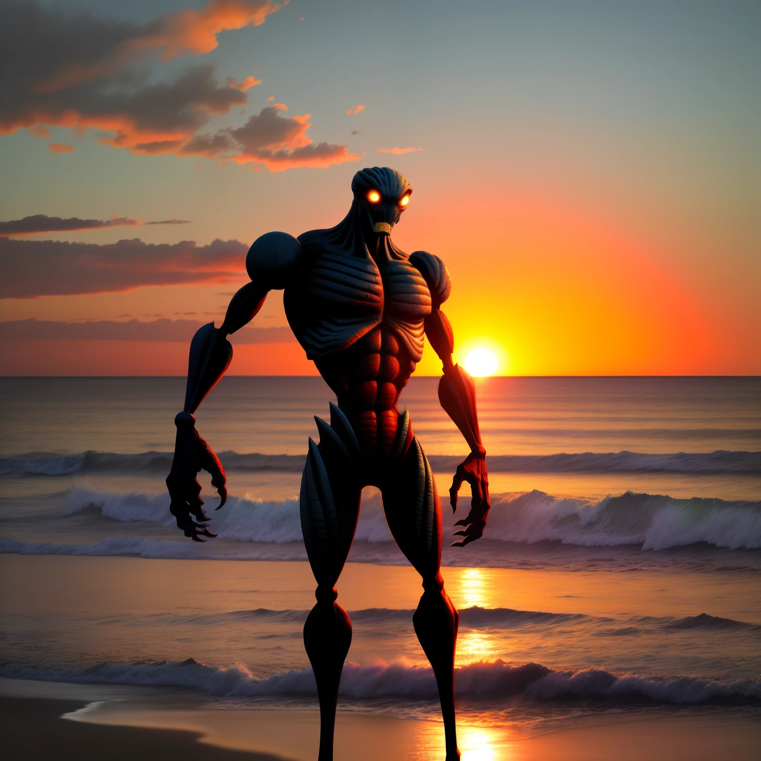 Seaside sunset mutant creatures
