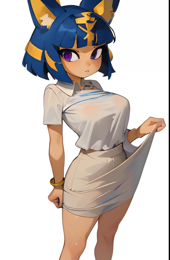 [ankha; Animal Crossing], [Uploaded to e621.net; (Pixelsketcher), (wamudraws)], ((masterpiece)), ((solo portrait)), stand naked in her pose with crossed arms and legs wide apart (preferably full-length) and she has a long erection dick