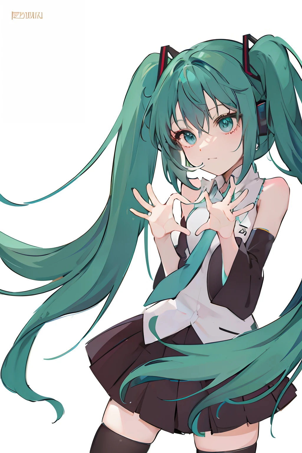 blue green hair,Blue-green eyes,dual horsetail,Big breasts Hatsune Miku