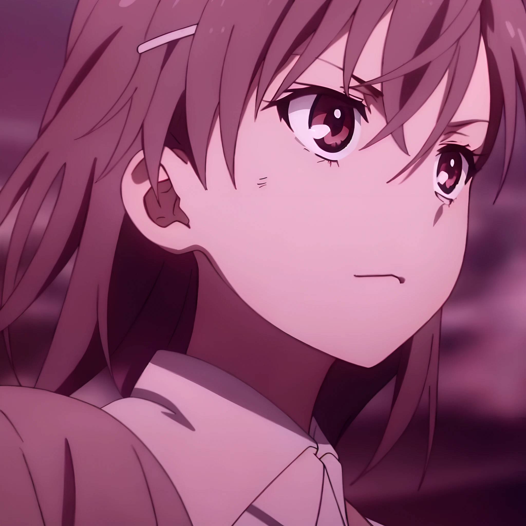 Anime girl with long hair white shirt staring at something, close up iwakura lain, ( ( ( yoshinari yoh ) ) ), Also, iwakura lain, close up of iwakura lain, screenshot from the anime film, kyoto animation still, animated still, screenshot from a 2012s anime, still from tv anime
