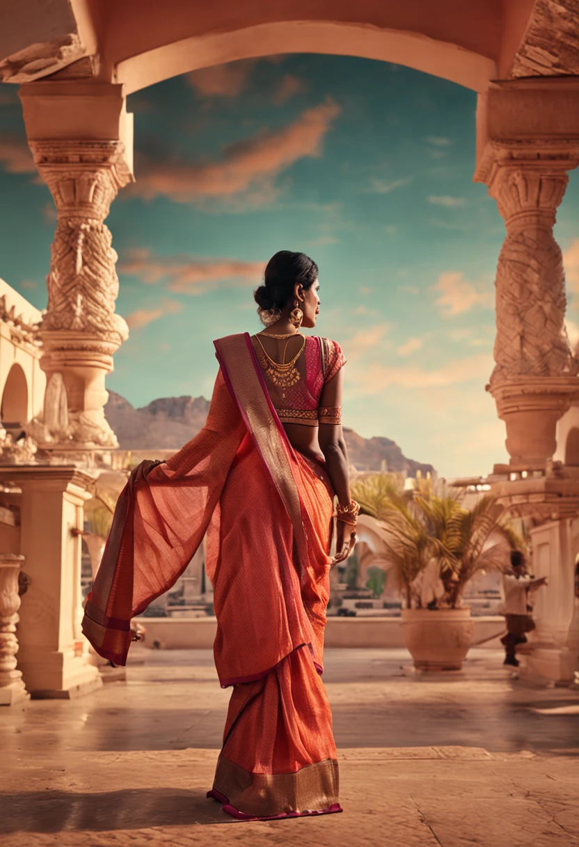 hot milf in a deep waist saree seducing