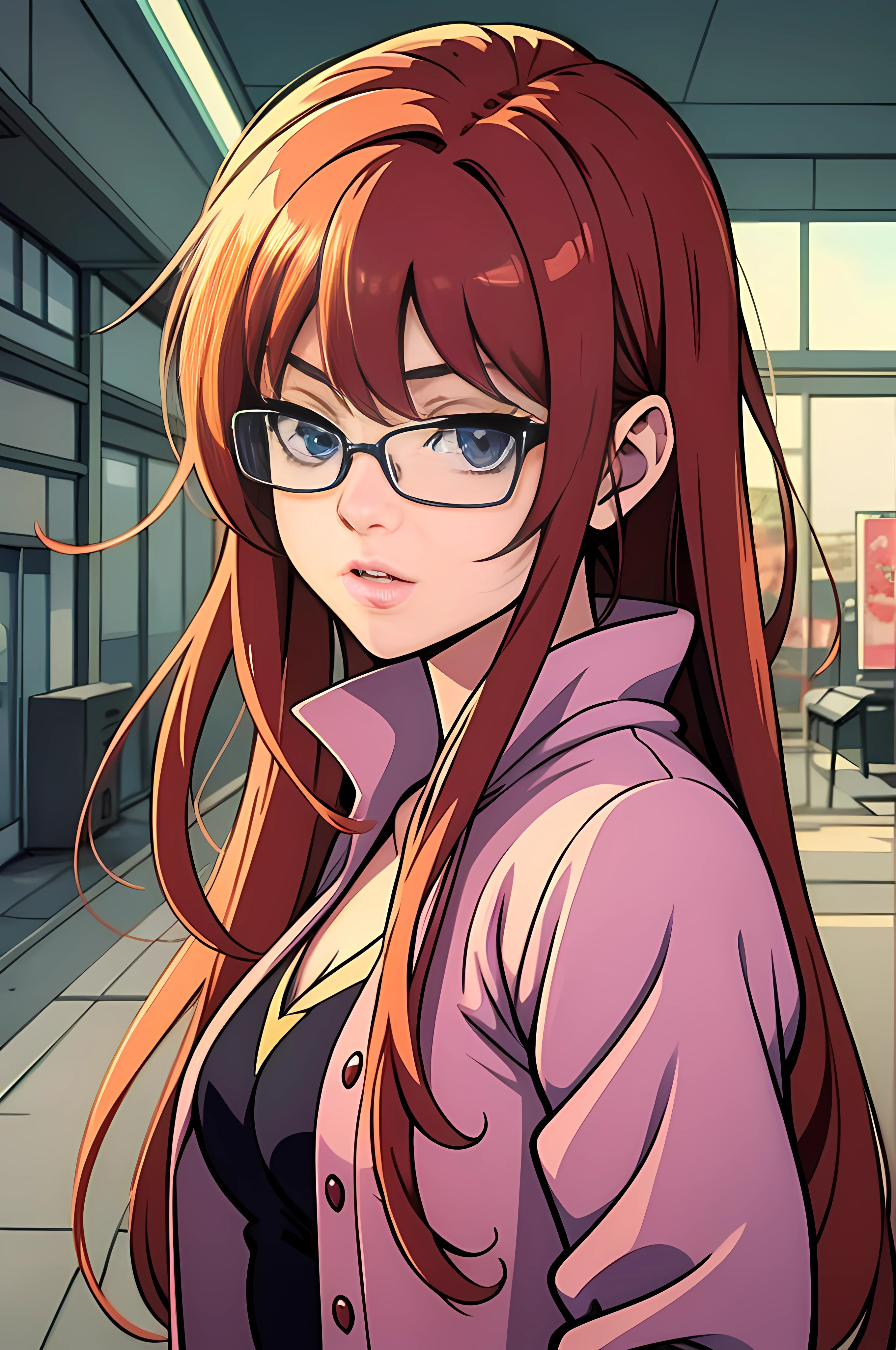 woman with glasses, anime art style, in anime style, in an anime style, 90 s anime art style, realistic anime art style, in the art style of 80 s anime, modern anime style, cartoon art style, beautiful anime art style, very anime style, anime style only