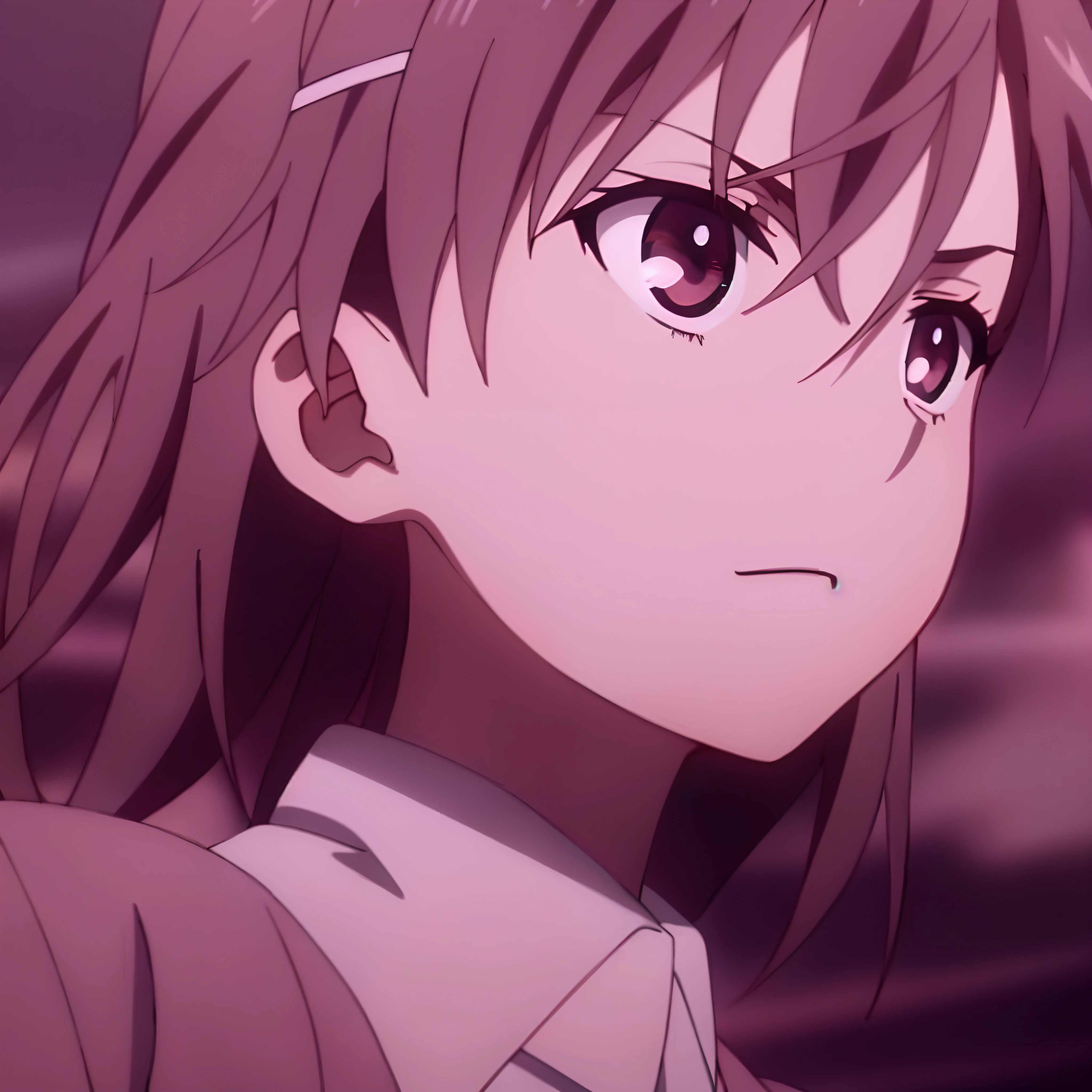 Anime girl with long hair white shirt staring at something, close up iwakura lain, ( ( ( yoshinari yoh ) ) ), Also, iwakura lain, close up of iwakura lain, screenshot from the anime film, kyoto animation still, animated still, screenshot from a 2012s anime, still from tv anime