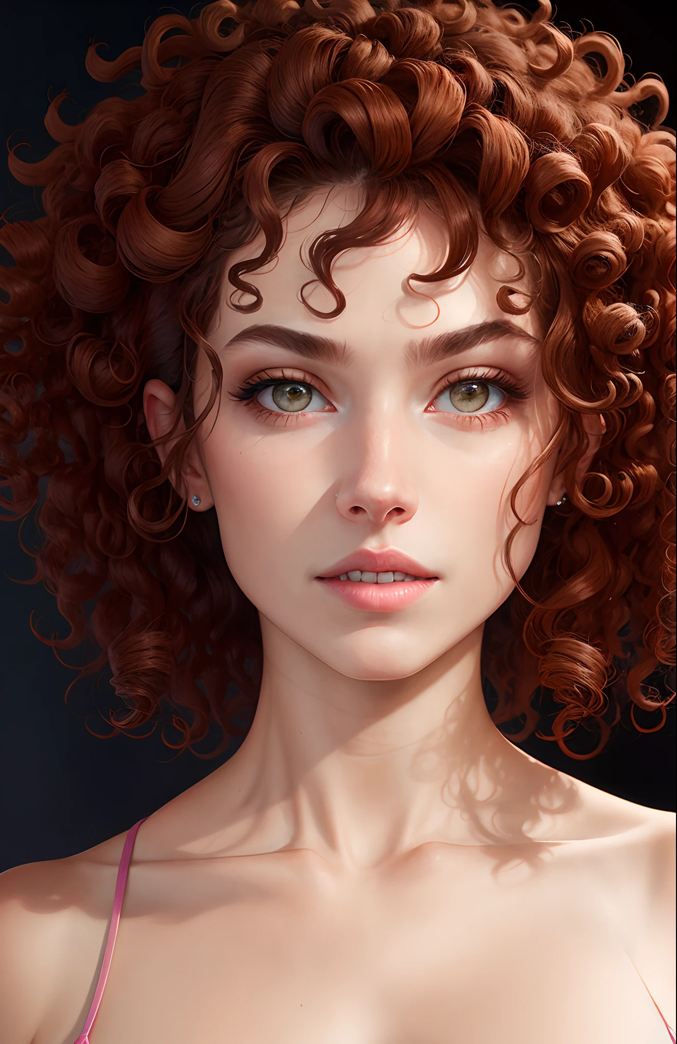 Woman with red curly hair, fair skin tone --auto --s2