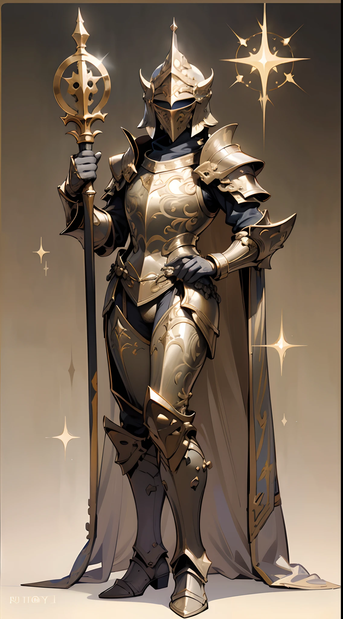 Game character design,holy paladin,Quaint and heavy armor wraps the entire body,shelmet,Holding a stout and ornate scepter,heavy boots,(full bodyesbian:1.4),solid color backdrop,clean backdrop,depth of fields,high light,Real light,Ray traching,oc rendered,Hyper-realistic,best qualtiy,8K,Works of masters,super-fine,Detailed pubic hair,Correct ???????,Bokeh,Facial features are carefully depicted