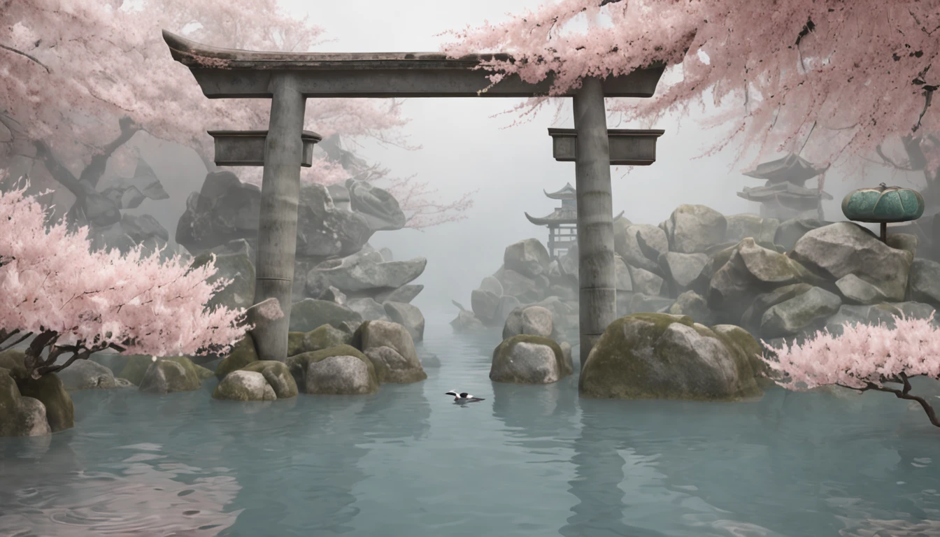 "Visualize a captivating wallpaper adorned with a meticulously crafted pattern of iconic Japanese symbols, each layer contributing to a rich and harmonious tapestry.
Cherry blossoms, delicate and ephemeral, flutter across the canvas, evoking the beauty and transience of life. The torii gate, a sacred portal, stands tall, symbolizing the boundary between the spiritual and physical worlds.
Elegant kanji characters weave into the design, each character holding profound meaning. '和' (wa) represents harmony and unity, '勇' (yuu) embodies courage, and '平和' (heiwa) signifies peace.
Beneath a serene moonlit sky, a red sun disc or '日' (hi) radiates, representing hope and new beginnings. Bamboo stalks stand strong and flexible, symbolizing resilience and adaptability.
A tranquil pond mirrors the surroundings, its surface adorned with a water lily or '蓮' (hasu), signifying purity and enlightenment. Koi fish swim amidst lotus flowers, embodying transformation and perseverance.
Golden cranes take flight, their wings symbolizing longevity and good fortune. The tranquil sound of a temple bell or '鐘' (kane) resonates, bringing mindfulness and inner peace.
The color palette seamlessly blends soothing blues, soft pinks, and earthy greens, invoking a sense of calm and connection to nature. This wallpaper pattern is an intricate mosaic of Japanese symbolism, inviting you to explore the layers of culture, wisdom, and beauty they hold."