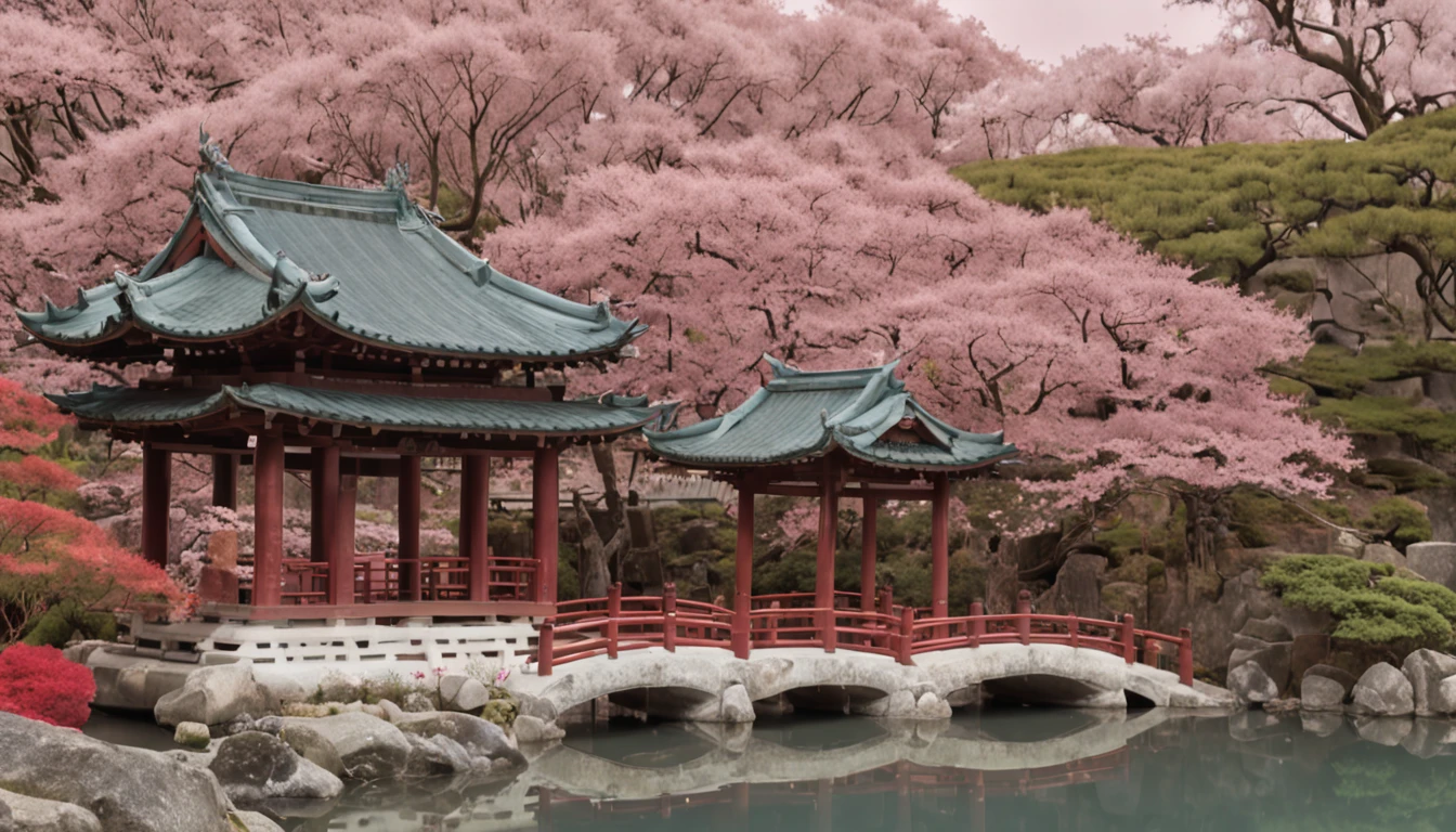 "Visualize a captivating wallpaper adorned with a meticulously crafted pattern of iconic Japanese symbols, each layer contributing to a rich and harmonious tapestry.
Cherry blossoms, delicate and ephemeral, flutter across the canvas, evoking the beauty and transience of life. The torii gate, a sacred portal, stands tall, symbolizing the boundary between the spiritual and physical worlds.
Elegant kanji characters weave into the design, each character holding profound meaning. '和' (wa) represents harmony and unity, '勇' (yuu) embodies courage, and '平和' (heiwa) signifies peace.
Beneath a serene moonlit sky, a red sun disc or '日' (hi) radiates, representing hope and new beginnings. Bamboo stalks stand strong and flexible, symbolizing resilience and adaptability.
A tranquil pond mirrors the surroundings, its surface adorned with a water lily or '蓮' (hasu), signifying purity and enlightenment. Koi fish swim amidst lotus flowers, embodying transformation and perseverance.
Golden cranes take flight, their wings symbolizing longevity and good fortune. The tranquil sound of a temple bell or '鐘' (kane) resonates, bringing mindfulness and inner peace.
The color palette seamlessly blends soothing blues, soft pinks, and earthy greens, invoking a sense of calm and connection to nature. This wallpaper pattern is an intricate mosaic of Japanese symbolism, inviting you to explore the layers of culture, wisdom, and beauty they hold."