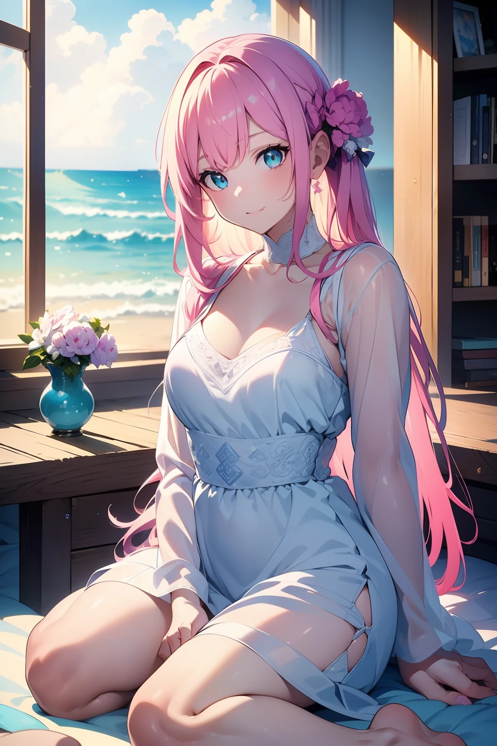 [(Transparent background:1.5)::5],(((Masterpiece))),(((Best quality))),(((Extremely detailed))),illustration, 1girll,Solo,mysterious,vivd colour,Shiny, the trees,(Colorful random hair),(Purple eyes), full bodyesbian,Wet,Barefoot,Long hair tranquility nature, Koi,Underwater, float in the water,Sparkling,Dynamic actions,Lens perspective,(((Box composition))), voluminetric lighting, multi colored eyes, Detailed eyes, ultra - detailed,Light smile, Highly detailed, Beautiful, beautifullegs,tempting pose,small detailed, Ultra detailed, Best quality, Intricate, 4K, 8K, trending on artstationh, Good , Beautiful lighting, Award-winning,Bigchest,orient,petals,Falling