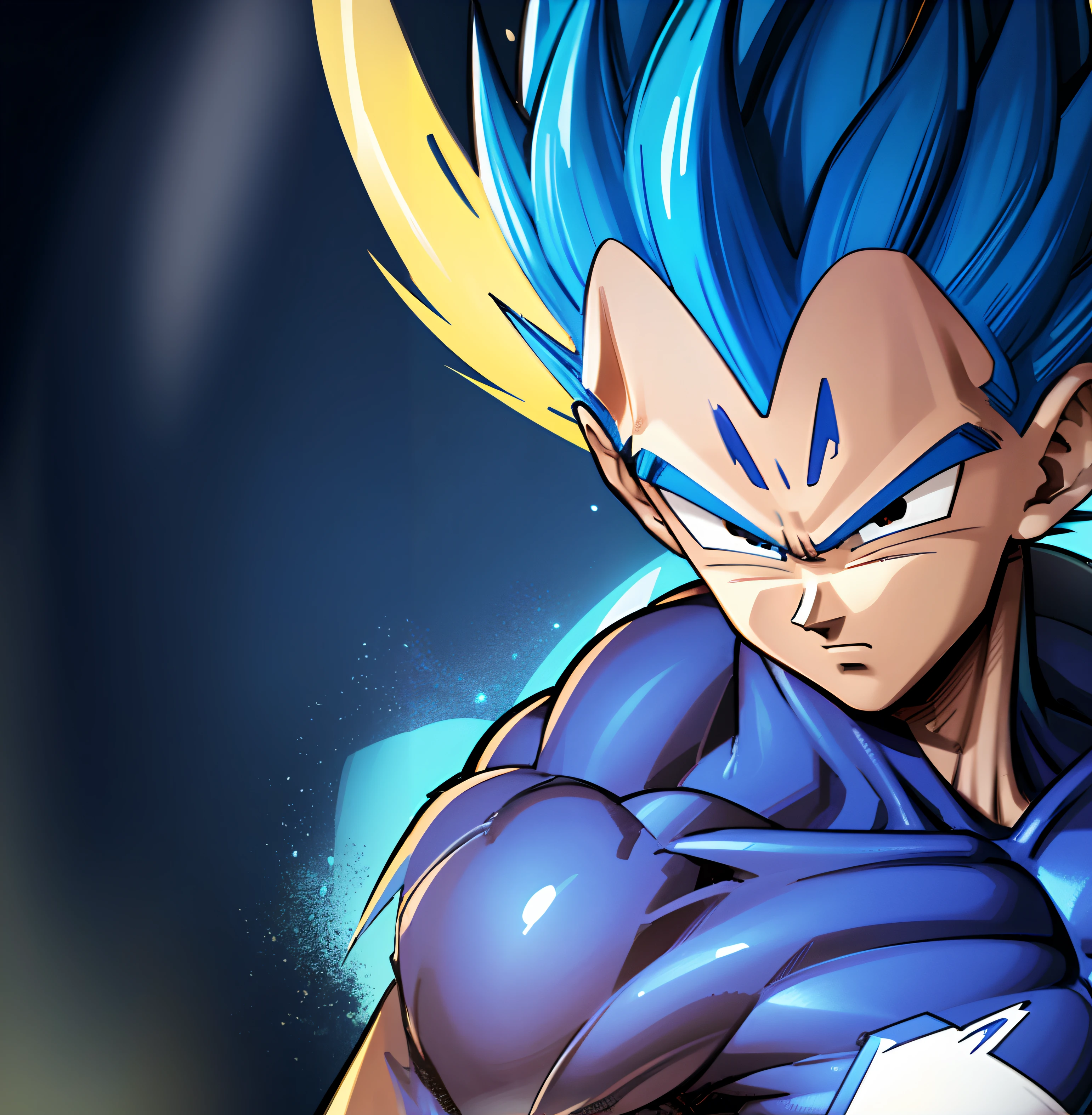 dragon ball goku by on devite, prince vegeta, vegeta, super saiyan blue, with vegeta head hair, dragon ball artstyle, high detail iconic character, hd artwork, character dragonball, striking manga artstyle, fan art, super saiyan, highly detailed portrait of goku, dragon ball style, goku portrait, marvelous expression