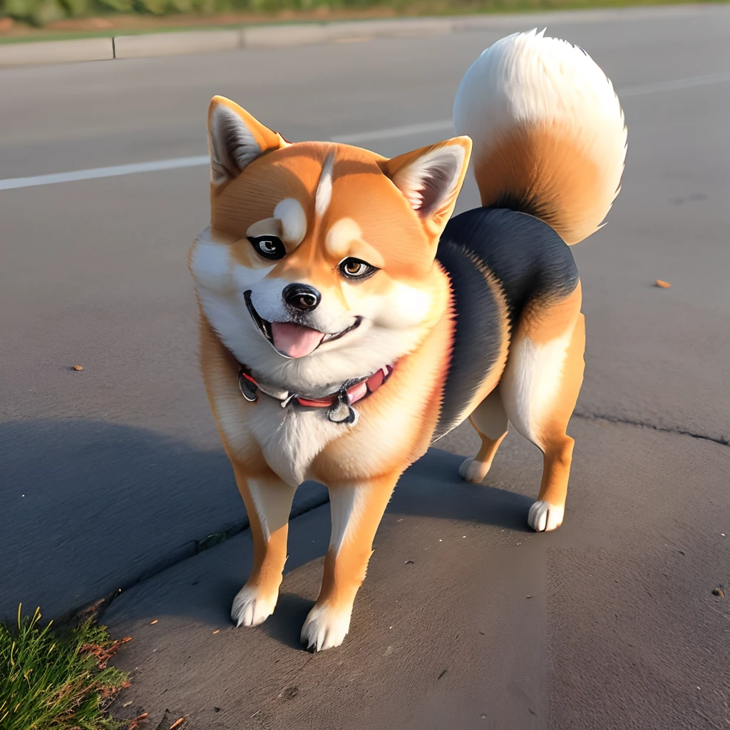 Anime-style, stuffed white and small Shiba Inu --auto