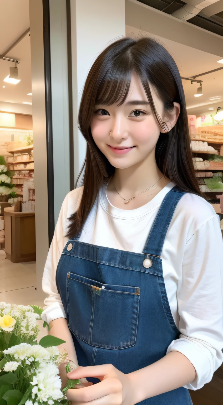 Cute 21 years old Japan、Cleaning tools、Super Detail Face、Eye of Detail、double eyelid、beautiful thin nose、sharp focus:1.2、prety woman:1.4、(light brown hair,short-haired、),fair white skin、top-quality、masterpiece、超A high resolution、(Photorealsitic:1.4)、Light from outside、A smile、pinafore、hallway cleaning