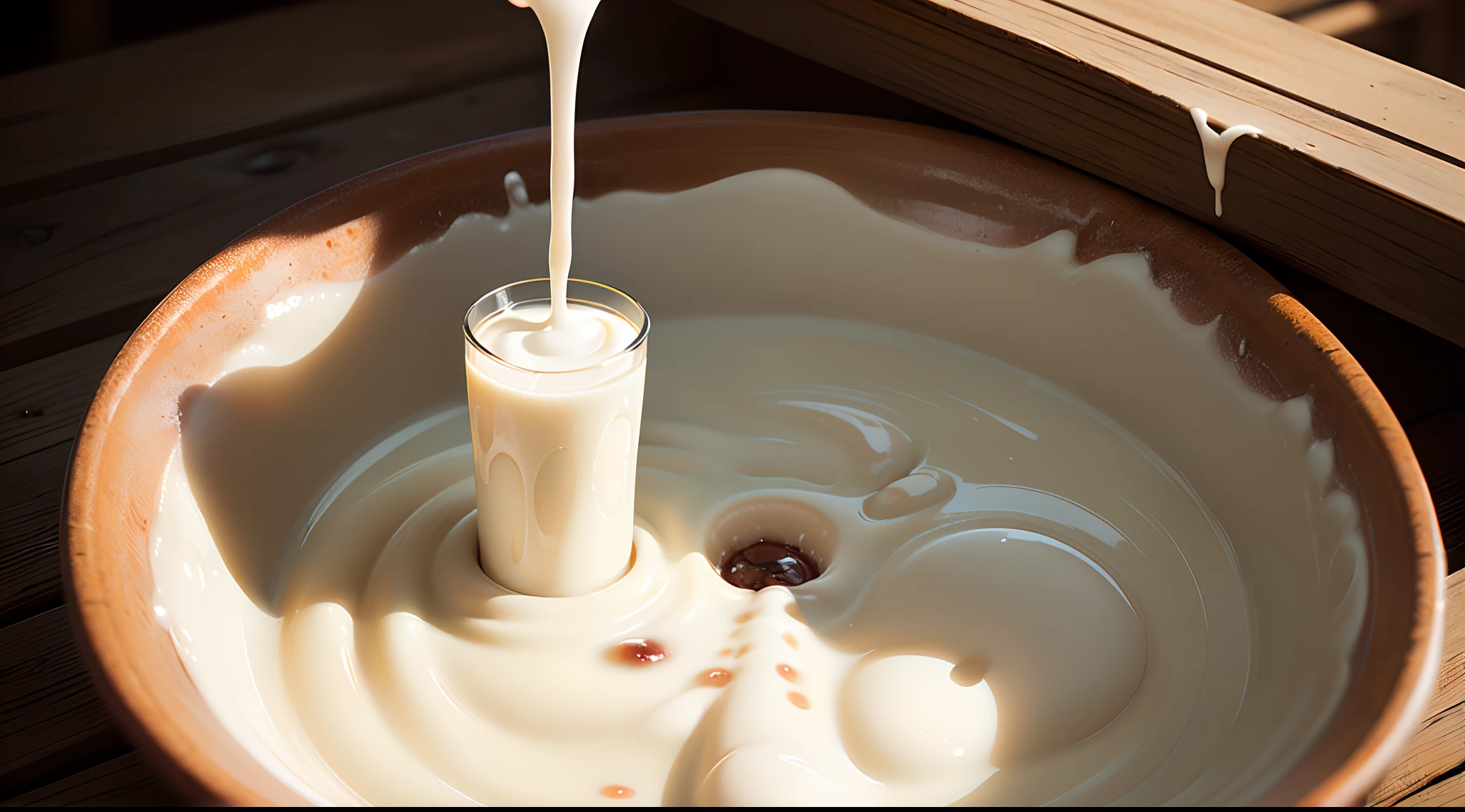 Milk flowing from naked girls pussy