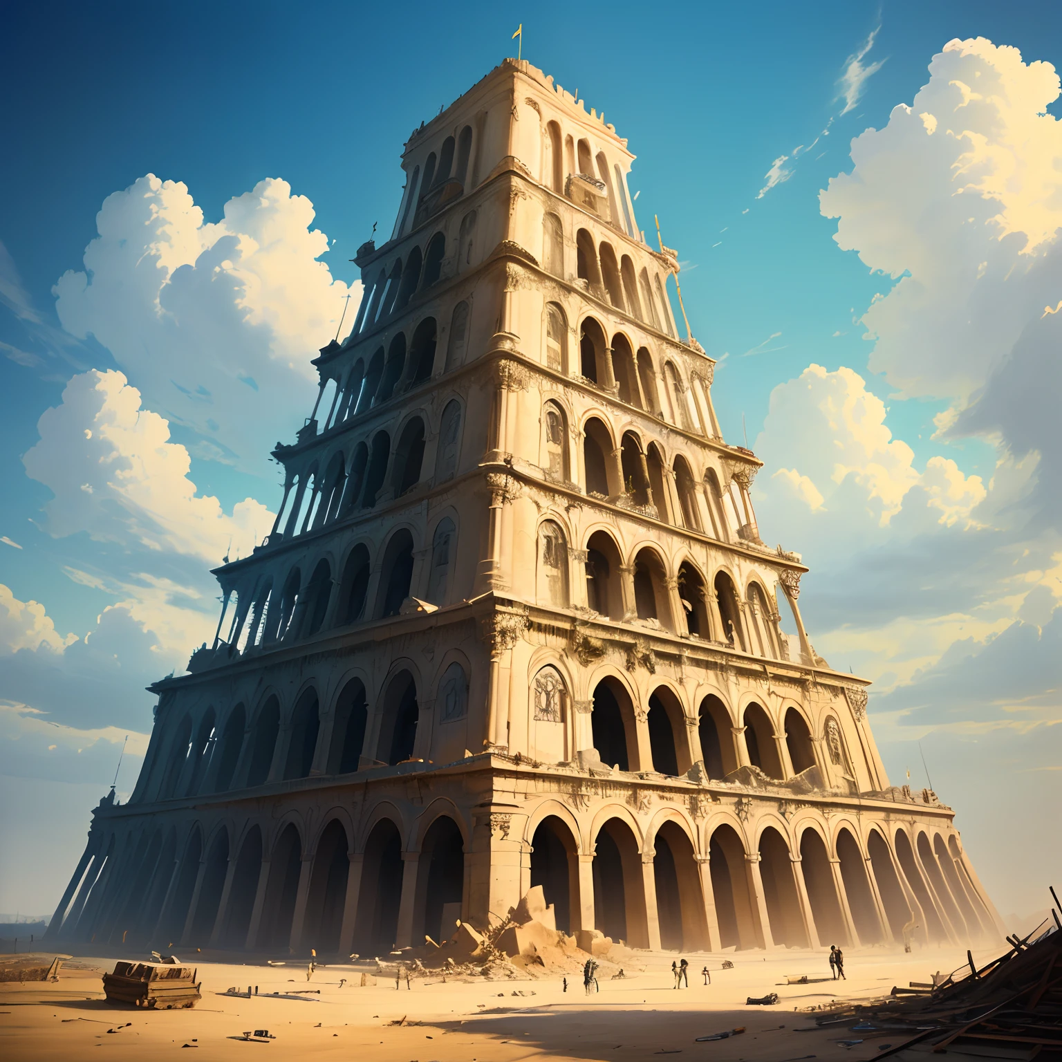 Homens do tempo antigo, construindo uma torre, torre de Babel