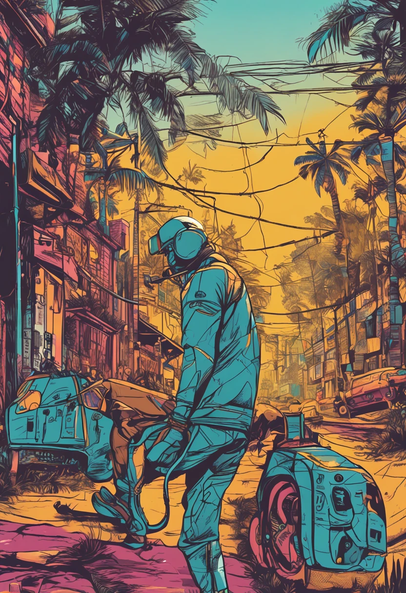 pessoa meditando de costas, com energia em volta do seu corpo, em cores azul, amarelo e preto