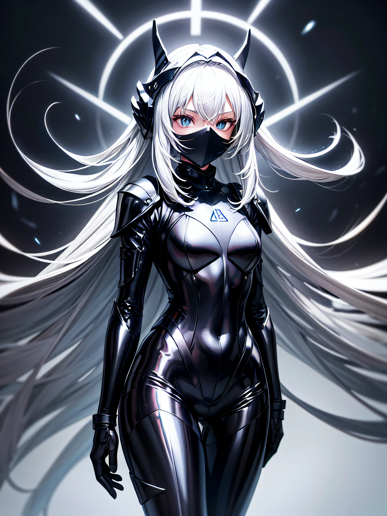 horror art, masterpiece, (dark anime alien girl), pale-grey-light-blue alien skin, glossy iron hair, dark black alien insect eyes, gloomy anime alien girl, closed good formal clothes, dark apartment, single person, alien character, many red roots on the background