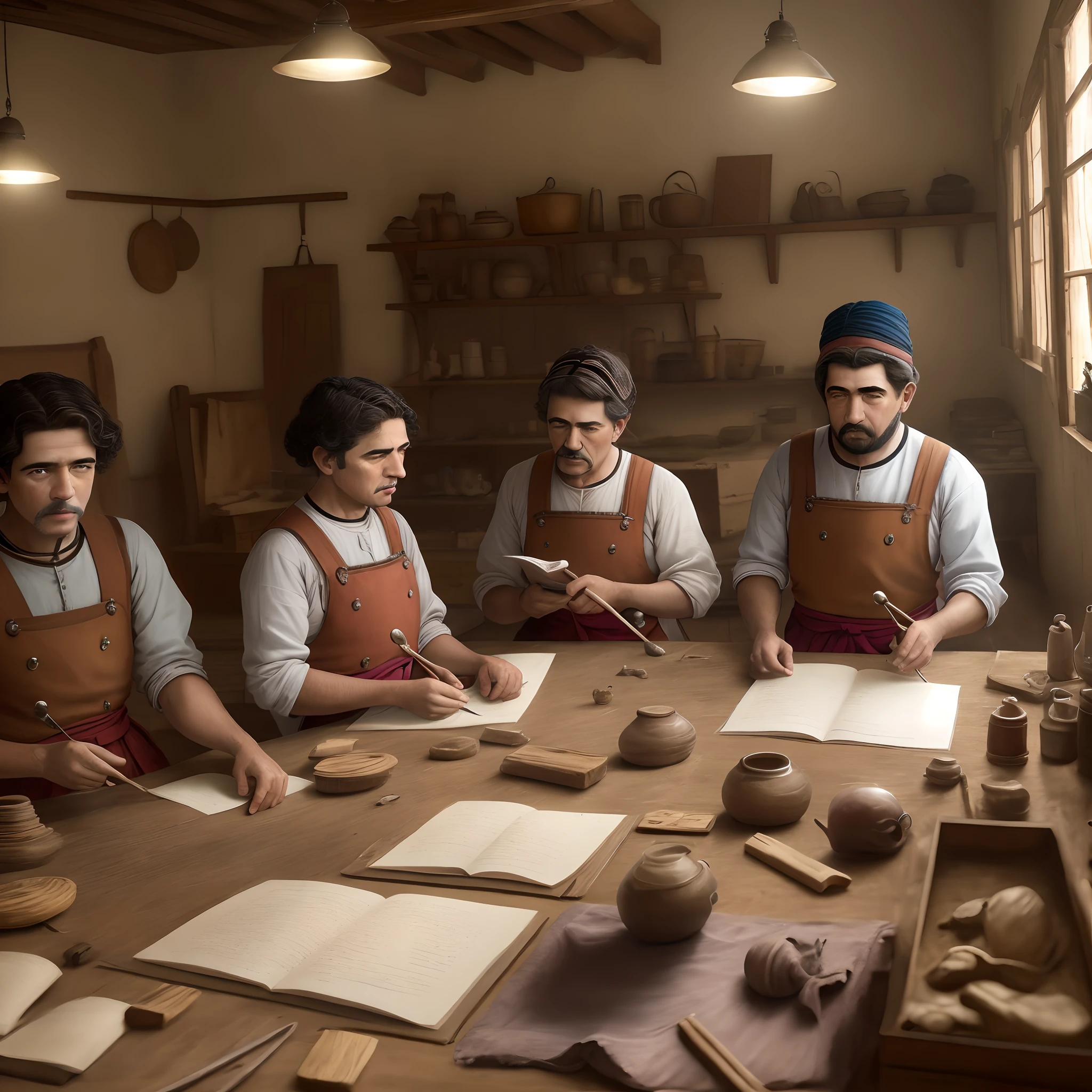 grupo de povos antigos construindo tijolos, trabalhos artesanais