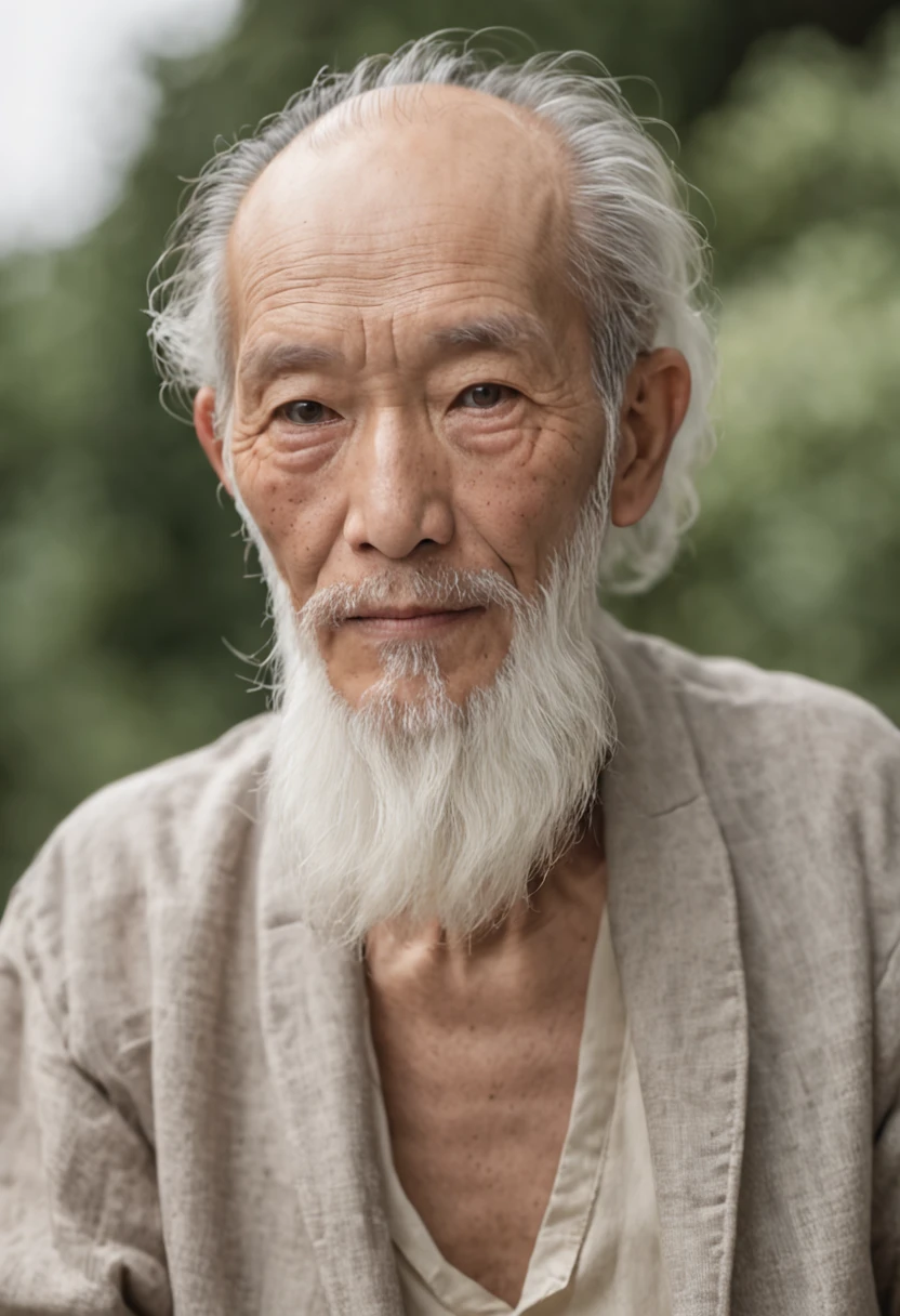 Portrait photography, Medium length blonde curls, 80-year-old man,Long beard,Asian image,Face full of wrinkles,Thin,Summer look,Look at the viewer,Full body photo,Faraway view,Natural soft light,真实感,high-definition photography, clean-shaven, Friendly expression, Hefty Smile, Medieval fantasy beautiful civilian costumes, In the medieval fantasy city, The Nikon D850 and Nikon AF-S NIKKOR 70-200mm f subtly capture color/2.8E FL ED VR Lens, Peter Jackson, fantasy, Historical