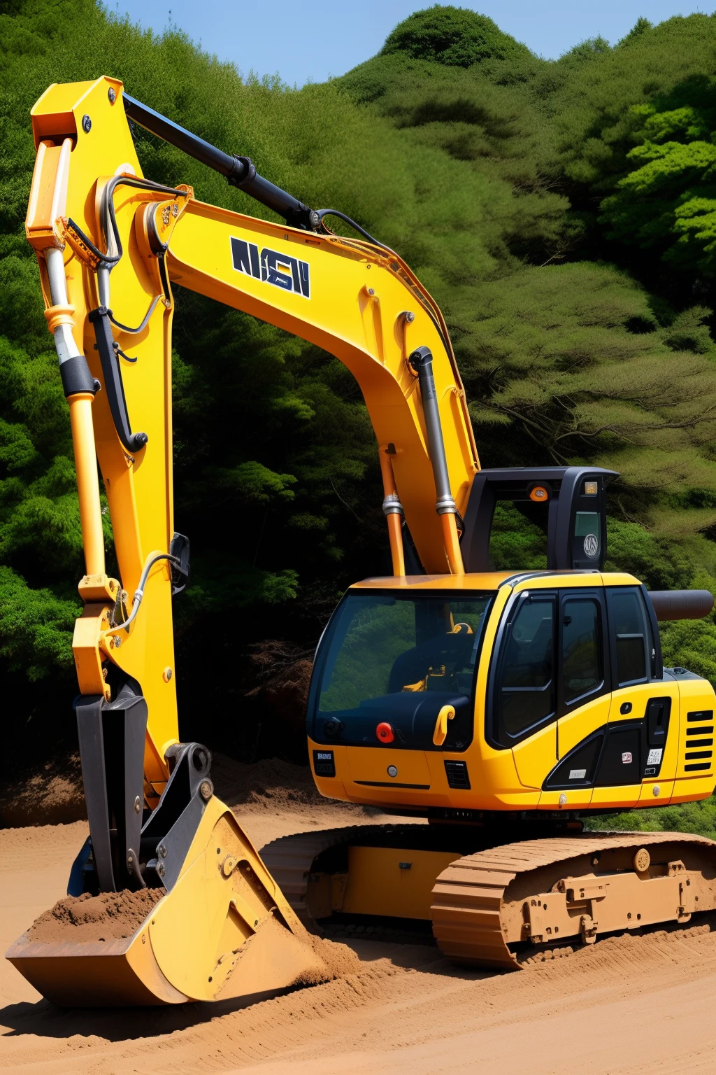 Japan excavator(Excavator)in the、Its unique design features、Enlarge the characteristic excavator、Functionality、and focuses on the advanced technological elements incorporated into its structure、Please create a detailed description。