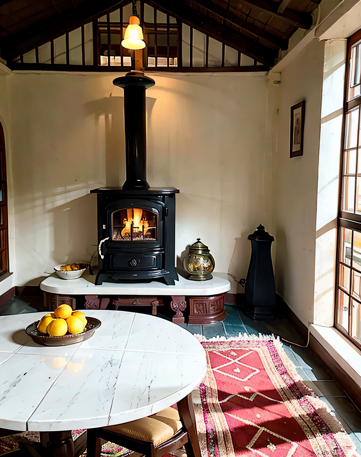 With the logo of a quaint Indian house, Surrounded by elements that represent traditional cooking,Like a hearth, rolling pin, And a pot.