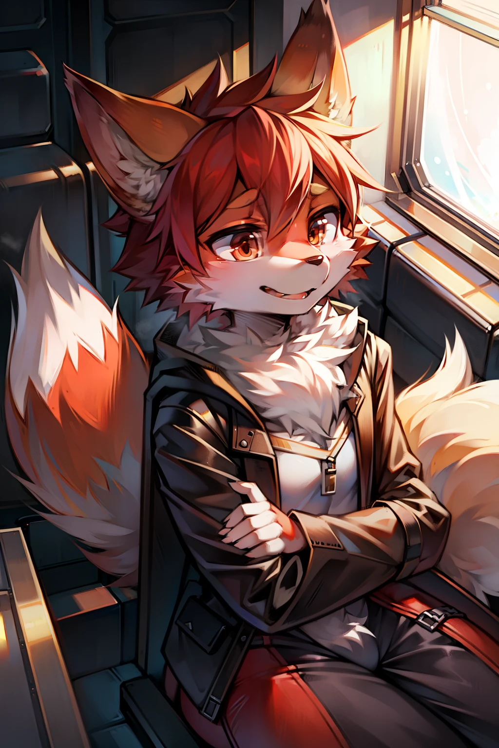 fox,Light red fur,On high-speed rail