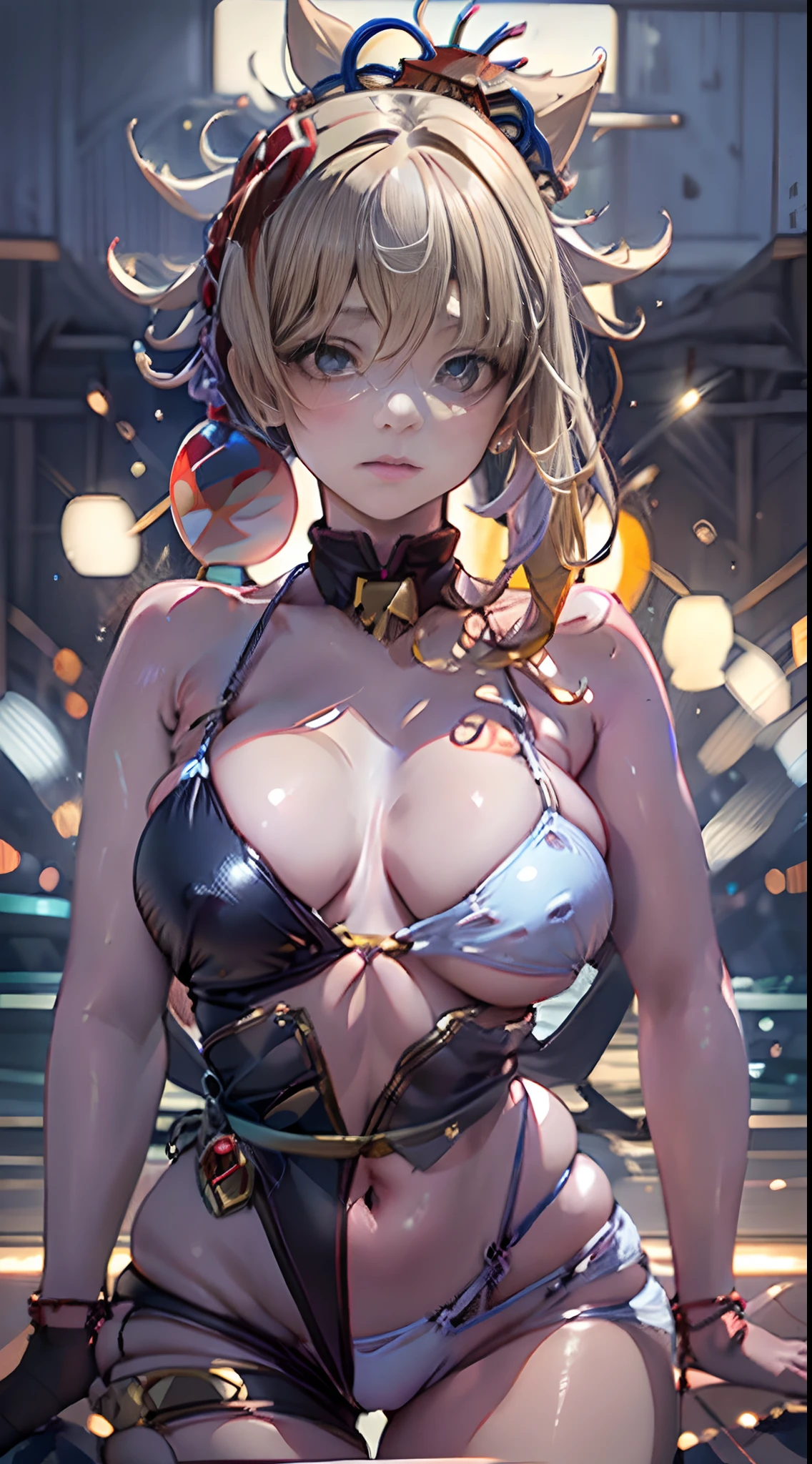 Cheers Saki | Blue Archives, Iwhole Body, (NSTDA.:1.2), (10, beste-Qualit, master-piece: 1.4), ultra-high resolution, (Realistic, photorealistic portrait: 1.48), 25-year-old girl , ( Micro Beetle View - Bikini Pass:1.11), Famous Japanese celebrities, enormous breasts, Blue Eyes, Head Tilted, cowboy shot, View from the front, looking at the audience, expressionless, Beautiful Sea Zeiss f 150mm/ 2.8 Hasselblad, Whole body, foot , Ultra-Wide Angle
