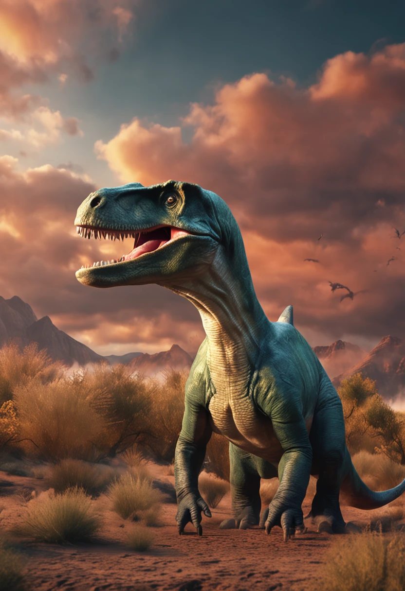 Create a realistic photo of a Jurassic dinosaur with a phallic shaped head, Dinosaure, (((dick head))), (((Phallic head))), jurrassic