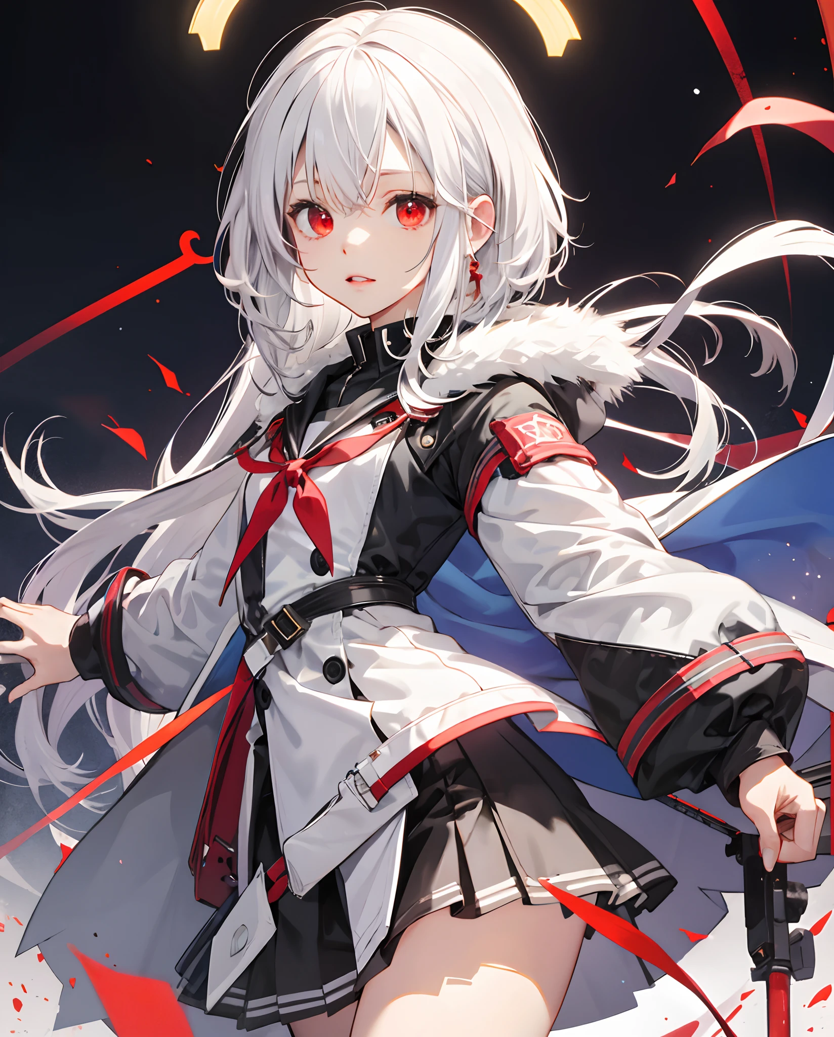 White-haired and red-eyed little loli
