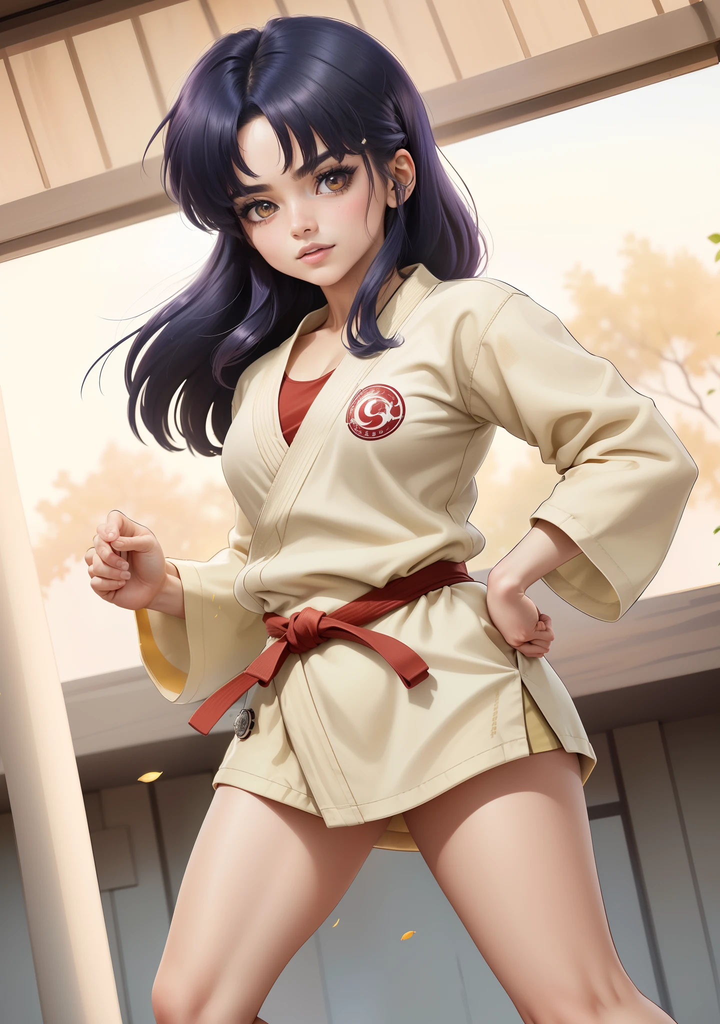 (Akanetendowaifu: 1), lindo, rostro enfadado, (uniforme karate corto: 1.2), pose dinamica,decidido, cabello corto, cabello largo,mirando al espectador, pose karateka patada al aire,pierna patada, gritando, rostro detallado hiperrealismo, ojos detallados, mujer hermosa, sonriendo

(realista: 1.2), (realismo), (obra maestra: 1.2), (mejor calidad), (ultra detallado), (8k, 4k, intrincado), (disparo de cuerpo completo: 1), (disparo de vaquero: 1.2), (85 mm), light particules, luci, (muy detallado: 1.2), (cara detallada: 1.2), (degradados), nsfw, ojos coloridos y detallados,

(Fondo gimnasio dojo karate), (fondo detallado), paisaje detallado, (Angle Dynamic: 1.2), (dynamic  pose: 1.2), (regla de third_composition: 1.3), (Line of action: 1.2), plano amplio, solo, daylight, luz espectacular