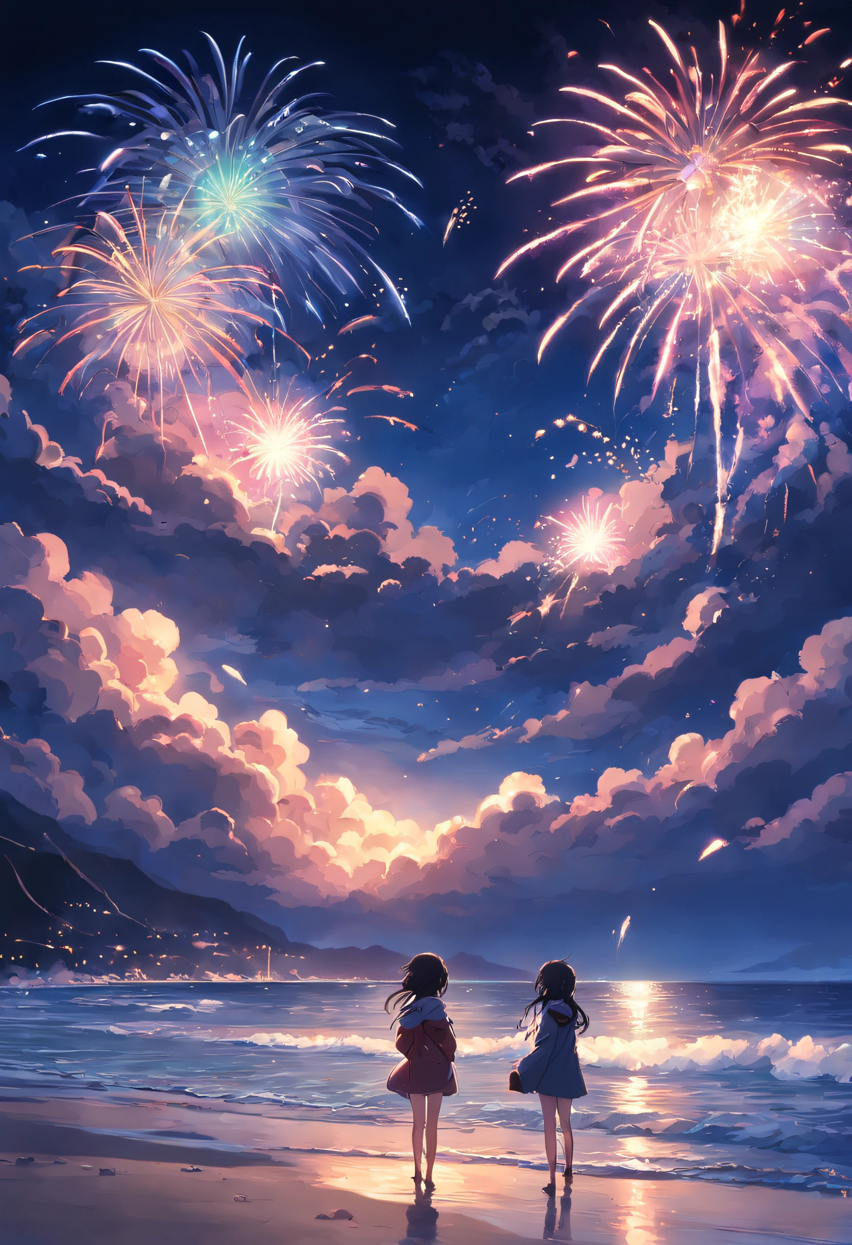 Seaside Fireworks Festival Rally Beach Fireworks Bloom