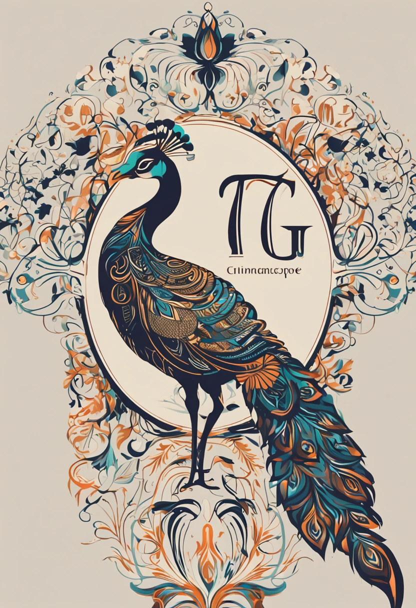TG,Monogram design with a peacock shape,Graphic design。