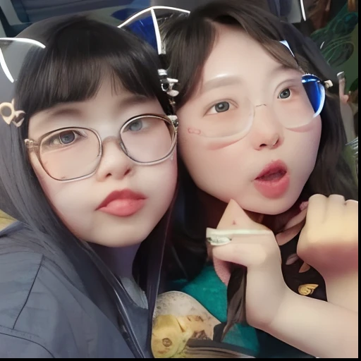 they are wearing glasses and posing for a picture together, profile pic, profile photo, yoshitomo nara and aya takano, profile picture, ulzzang, very very low quality picture, belle delphine, profile image, headshot profile picture, with glasses, pixivs and junji ito, ayami kojima and lyde caldwell, kemonomimi , anime, manga , chibi