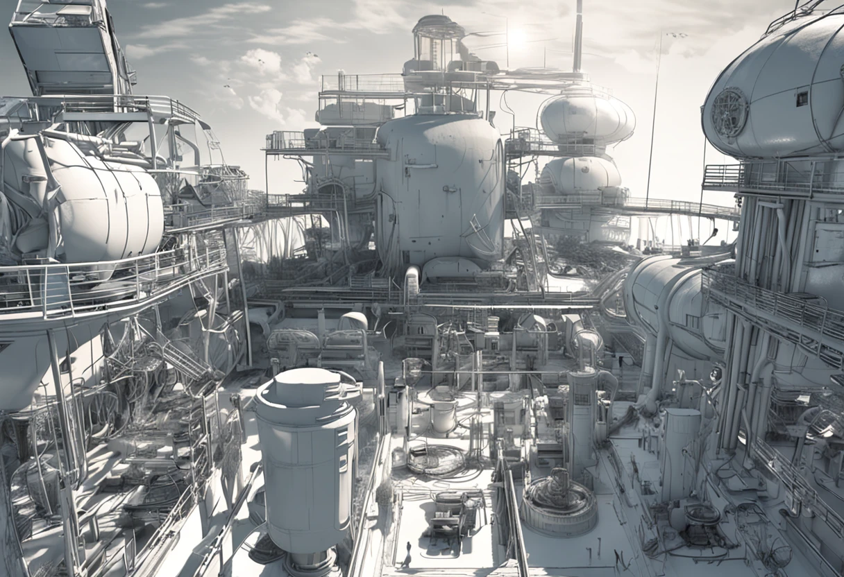 Cinematic graphics,Little Japan discharges nuclear wastewater,Polluted oceans,Nuclear-mutated marine life,closeup cleavage,Light attenuation,Glow effects,depth of fields,high light,Real light,Ray traching,oc rendered,Hyper-realistic,best qualtiy,8K,Works of masters,super-fine,Detailed pubic hair,Correct anatomy,sharp focus on eyes,Bokeh,Facial features are carefully depicted,