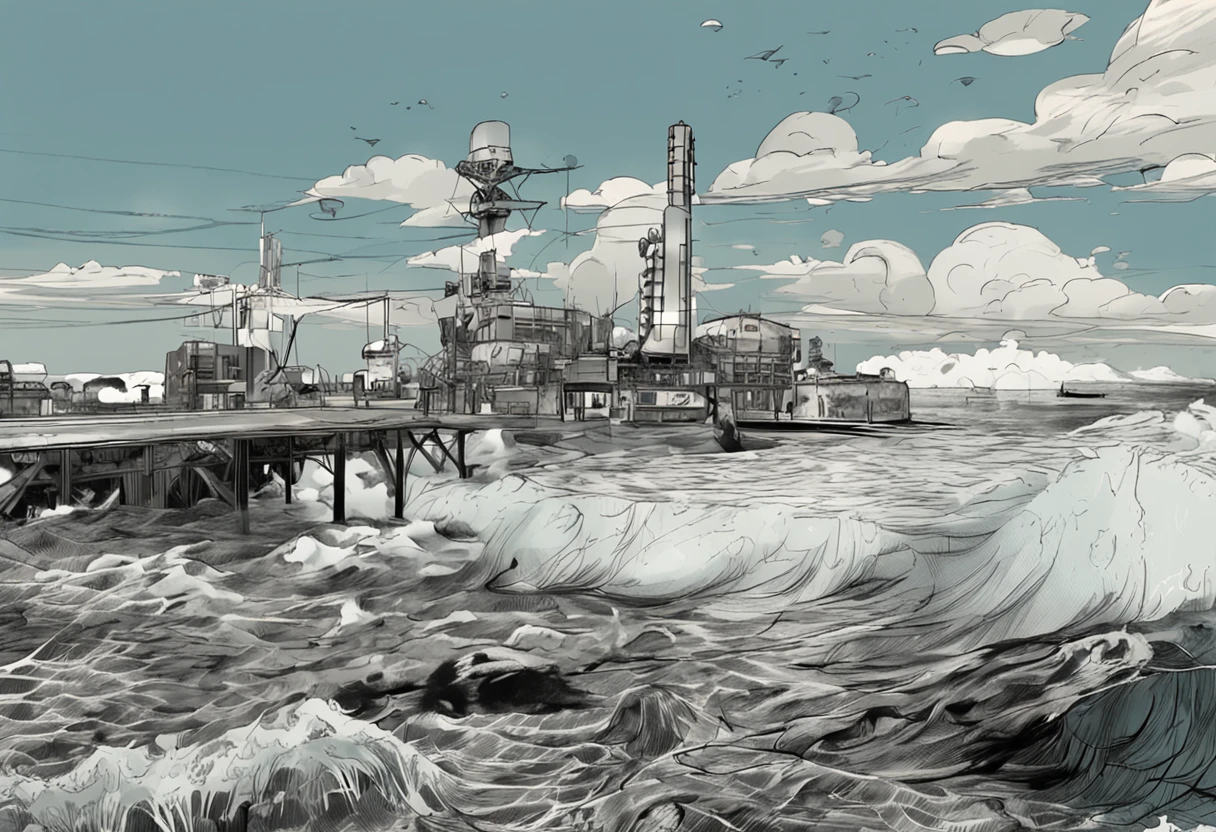 Cinematic graphics,Little Japan discharges nuclear wastewater,Polluted oceans,Nuclear-mutated marine life,closeup cleavage,Light attenuation,Glow effects,depth of fields,high light,Real light,Ray traching,oc rendered,Hyper-realistic,best qualtiy,8K,Works of masters,super-fine,Detailed pubic hair,Correct anatomy,sharp focus on eyes,Bokeh,Facial features are carefully depicted,