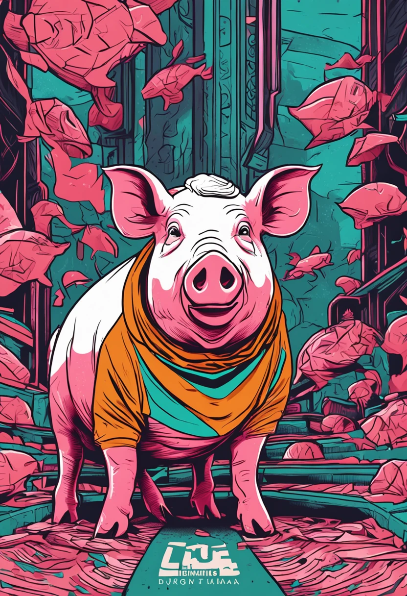 Draw a pig in only two colors,Maximalism