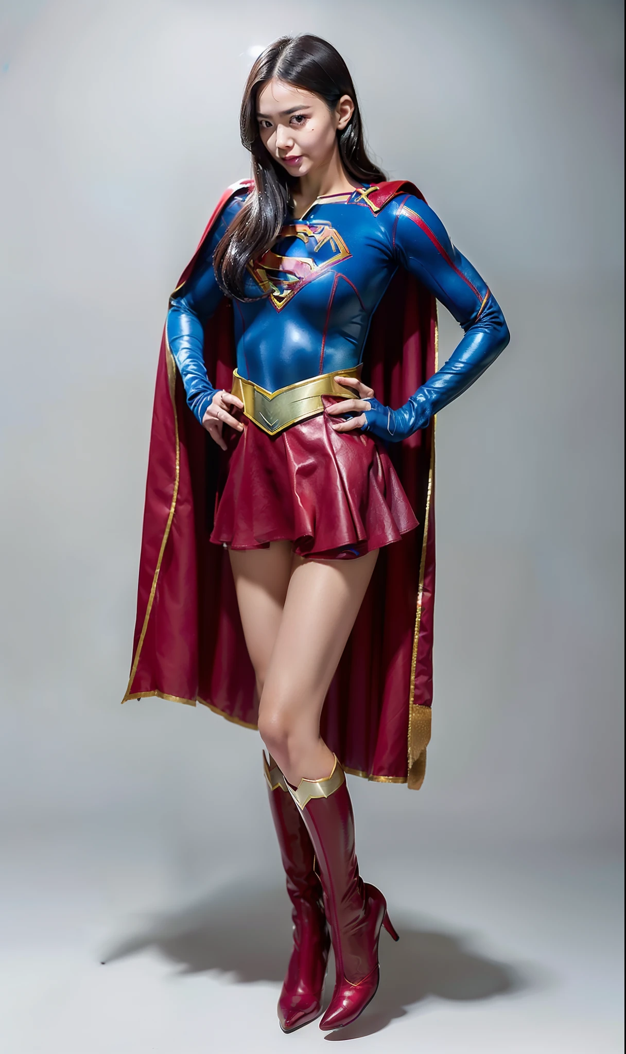 (((Make the most of the original image)))、(((Supergirl Costume)))、(((lustrous dark hair)))、(((Suffering)))、(((That is)))、((Stockings are torn))、((Top image quality、8K))、((top-quality、8K、​masterpiece:1.3))、Crisp focus:1.2、Beautiful woman with perfect body shape:1.4、Slender Abs:1.2、((layers-Cut、large boob:1.2))、a wet body:1.5、Highly detailed facial and skin texture、
