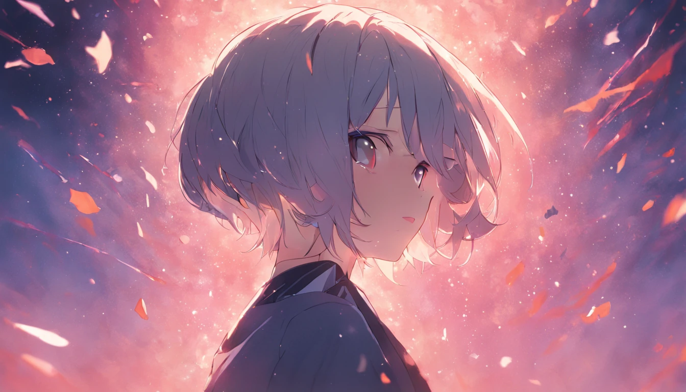 (Short hair girl)excellent picture quality,Delicate and delicate portrayal,Dynamic Angle,Dressed in white,Focused facial features。
