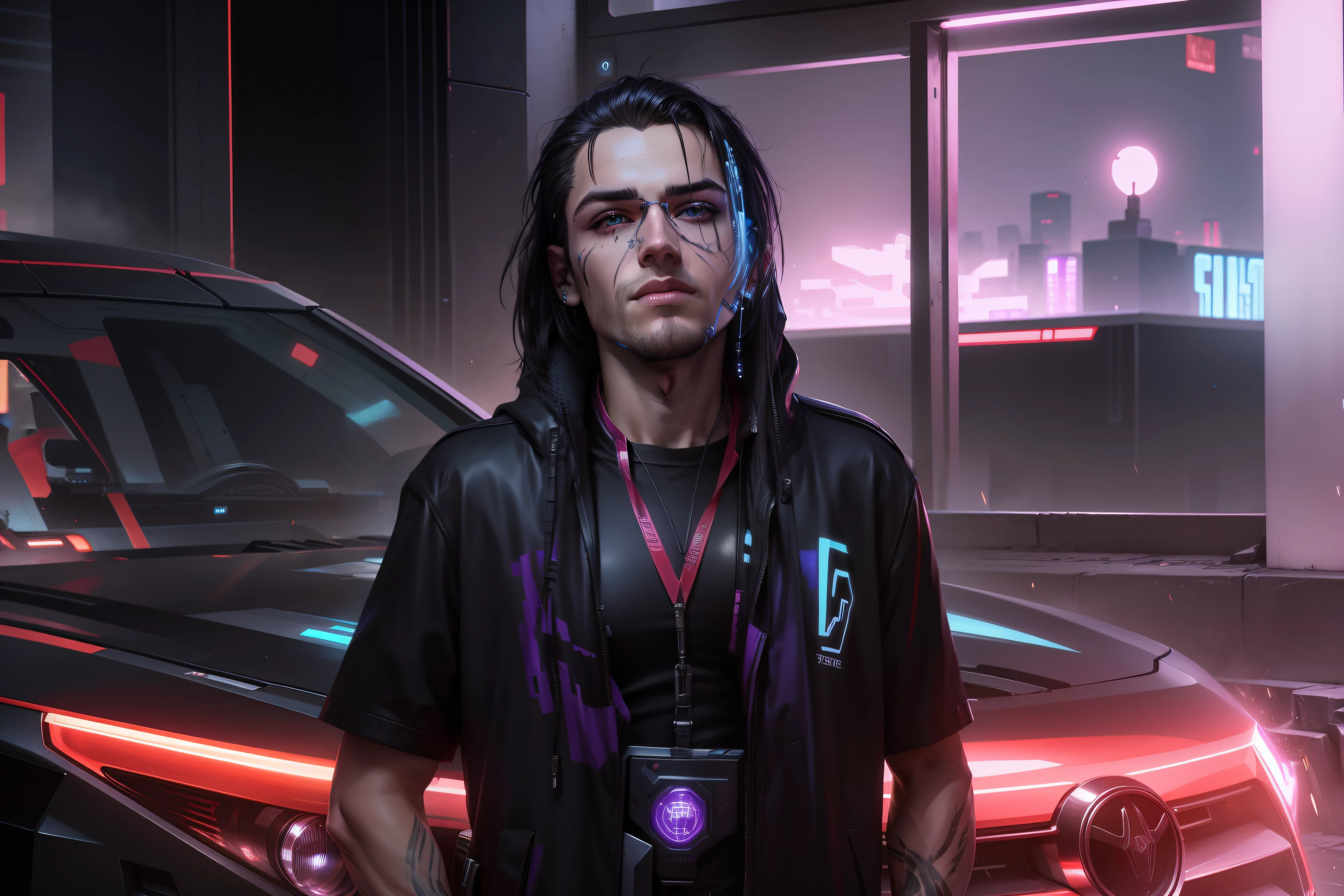 Change background cyberpunk handsome boy, realistic face 4k, ultra realistic