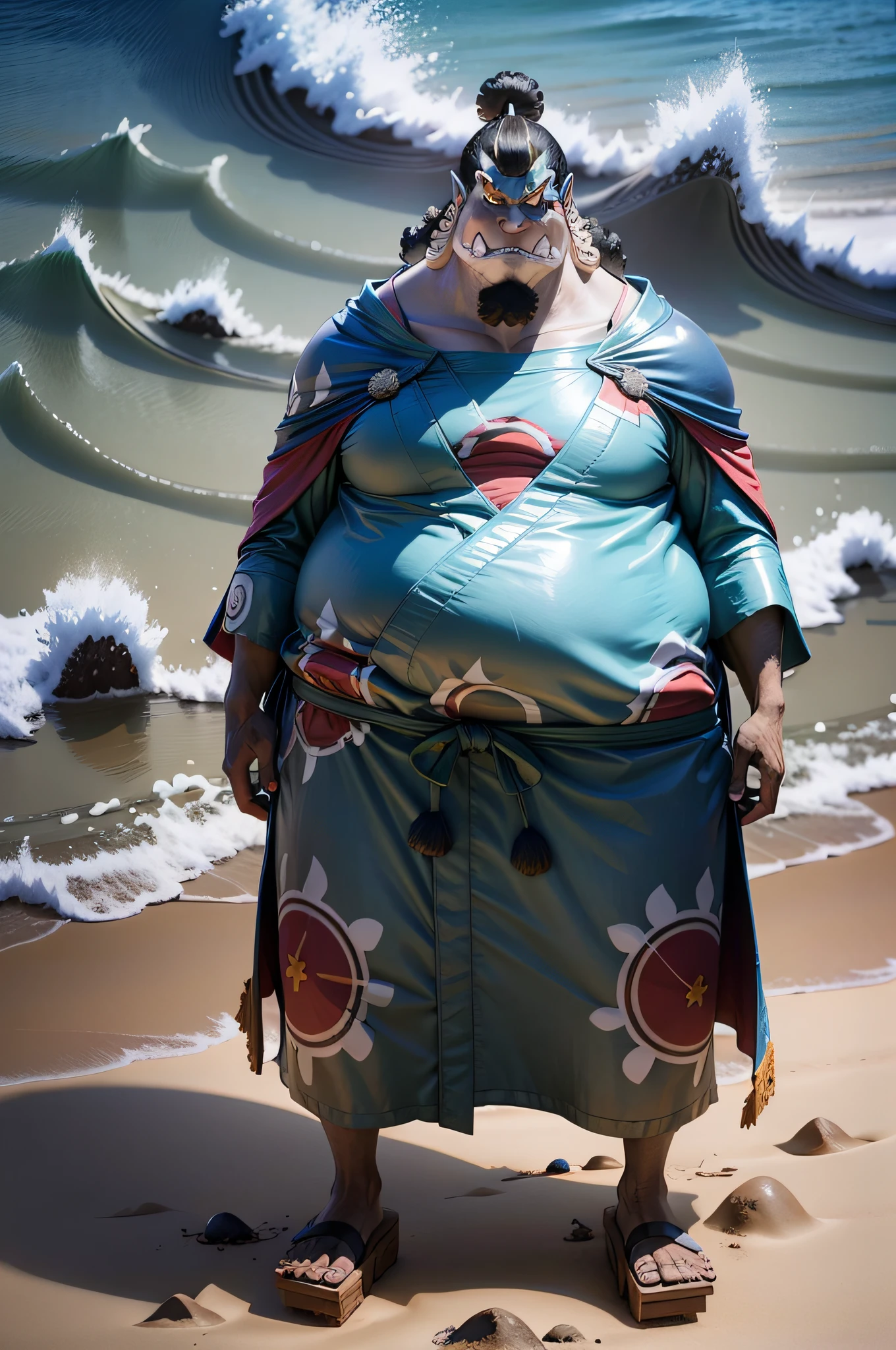 man (jinbei) standing in beach