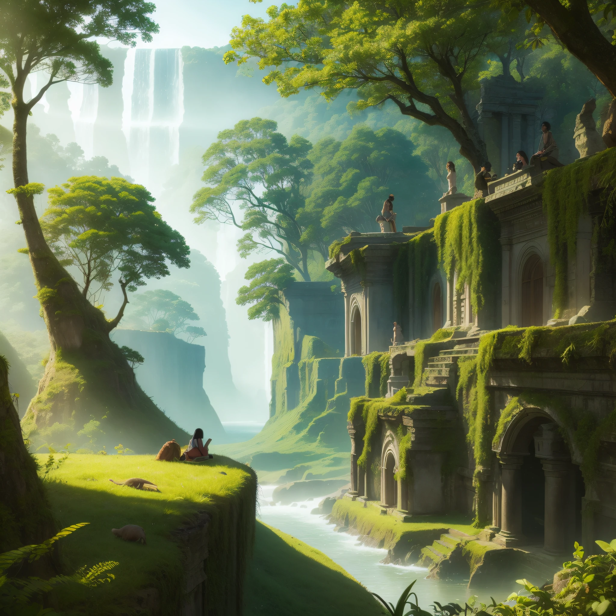 Enter the lush and mysterious Amazon Rainforest and unravel the secrets of a Lost City that emerges from the depths of the jungle, retratada em uma imagem gerada pela pintura IA do Sea Art. In this unique work of art, somos transportados para um mundo de magia e encantamento, where wild nature intertwines harmoniously with ancestral architecture. The Lost City reveals itself to our eyes as a hidden refuge, Shrouded in lush vegetation and mystery. Torres antigas e templos sagrados emergem da densa floresta, silent witnesses of the past and guardians of ancestral knowledge. The color palette used in the image is a symphony of earthy tones and vibrant greens. The deep green of the leaves of the trees blends with the ochre colors of the old buildings, criando uma harmonia visual que nos convida a explorar cada canto dessa cidade encantada. Sunlight filters through the treetops, creating a play of light and shadow that gives a sense of mystery and wonder. Rays of sunshine fall on the ancient ruins, revealing intricate architectural details and carved inscriptions that tell long-forgotten stories. The wildlife of the Amazon rainforest surrounds the Lost City, as if invisible guardians protected her. Macacos saltam de galho em galho, enquanto papagaios coloridos voam em meio aos templos antigos, Trazendo energia e vida para a cena. Ao contemplar essa imagem gerada pela pintura IA do Sea Art, We are transported to a world of mystery and adventure. We feel the call of wild nature and find ourselves immersed in the grandeur of the Amazon Rainforest and the majesty of the Lost City. Essa imagem nos convida a explorar o desconhecido, Unravel the secrets of this forgotten city and immerse yourself in the cultural and historical richness it holds. Connecting with the force of nature and the wisdom of the past, awakening in us a sense of wonder and magical respect that exists in the heart of the Amazon Rainforest